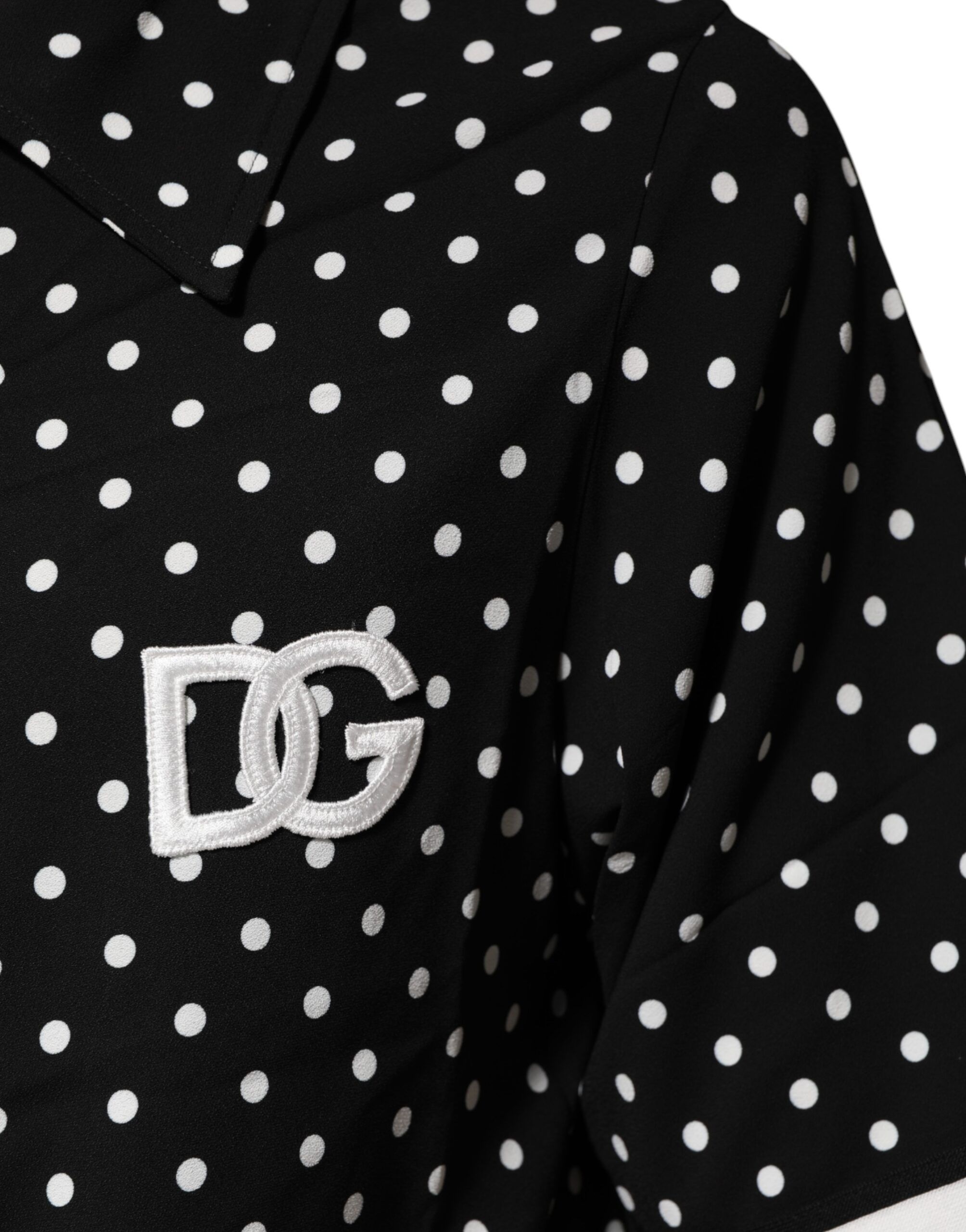 Black Polka Dot Short Sleeves Collared Polo Men's T-shirt - Dolce & Gabbana - Modalova
