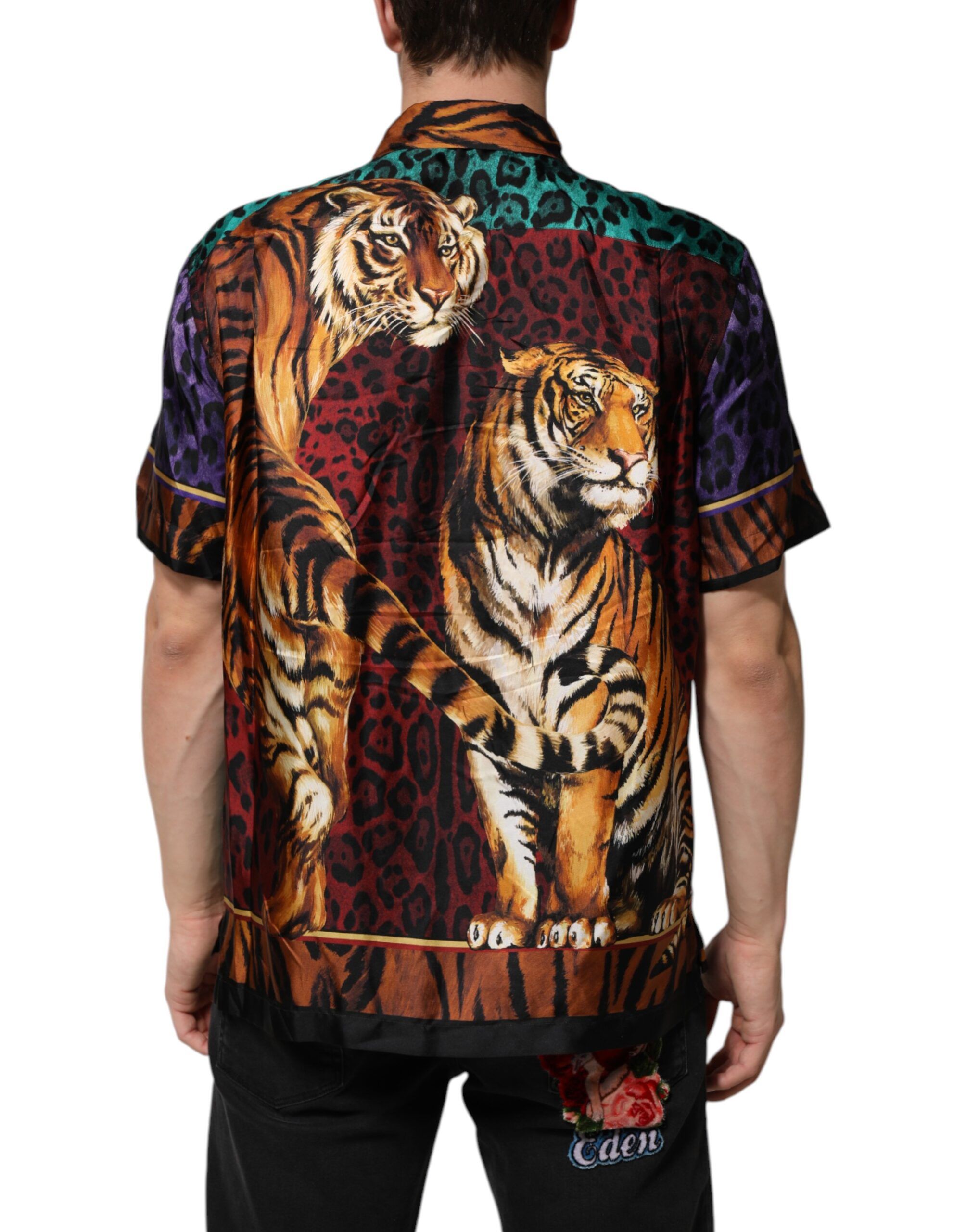 Silk Tiger Print Hawaiian Men's T-shirt - Dolce & Gabbana - Modalova