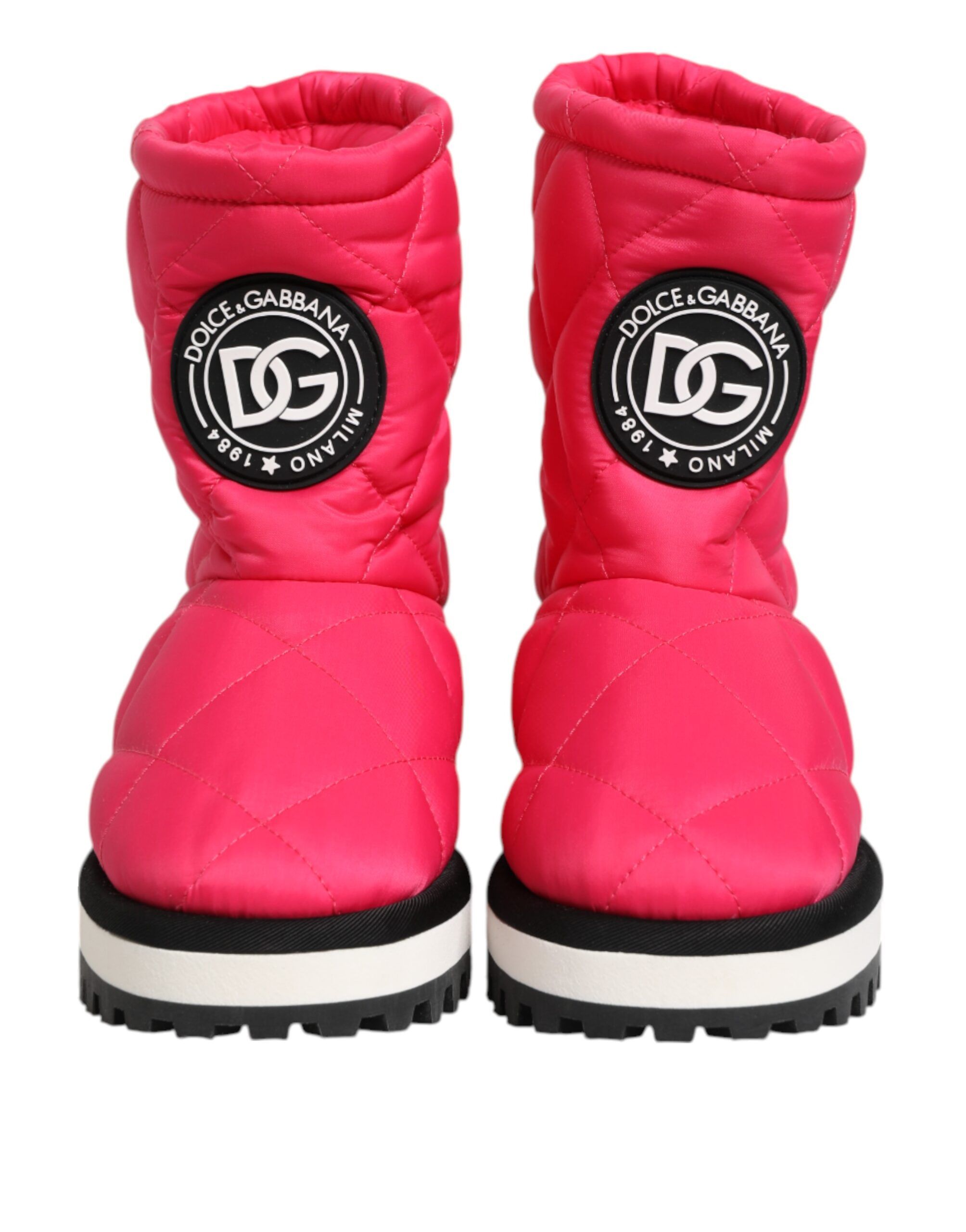 Pink White Viscose Padded Mid Calf Boots Women's Shoes - Dolce & Gabbana - Modalova