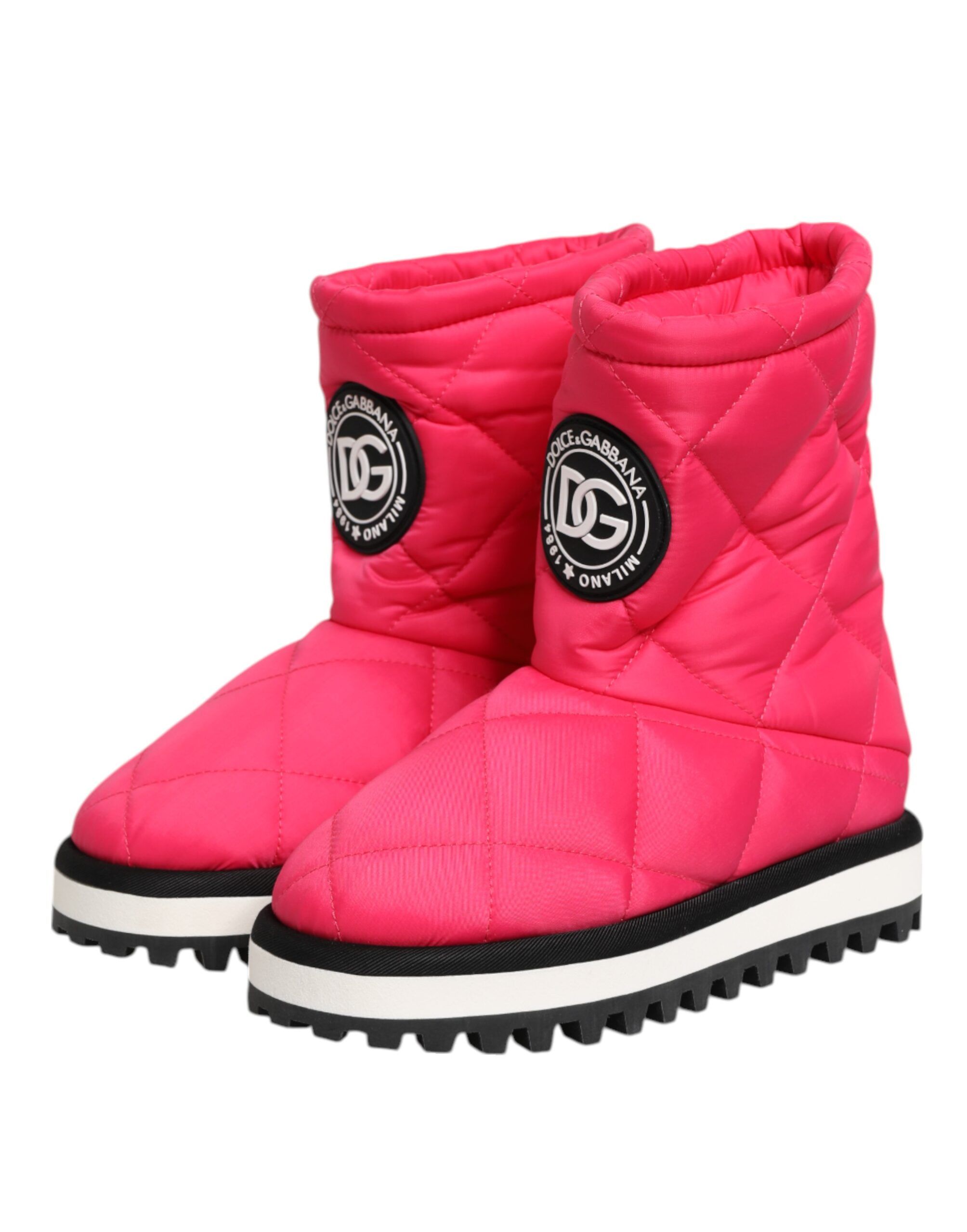 Pink White Viscose Padded Mid Calf Boots Women's Shoes - Dolce & Gabbana - Modalova