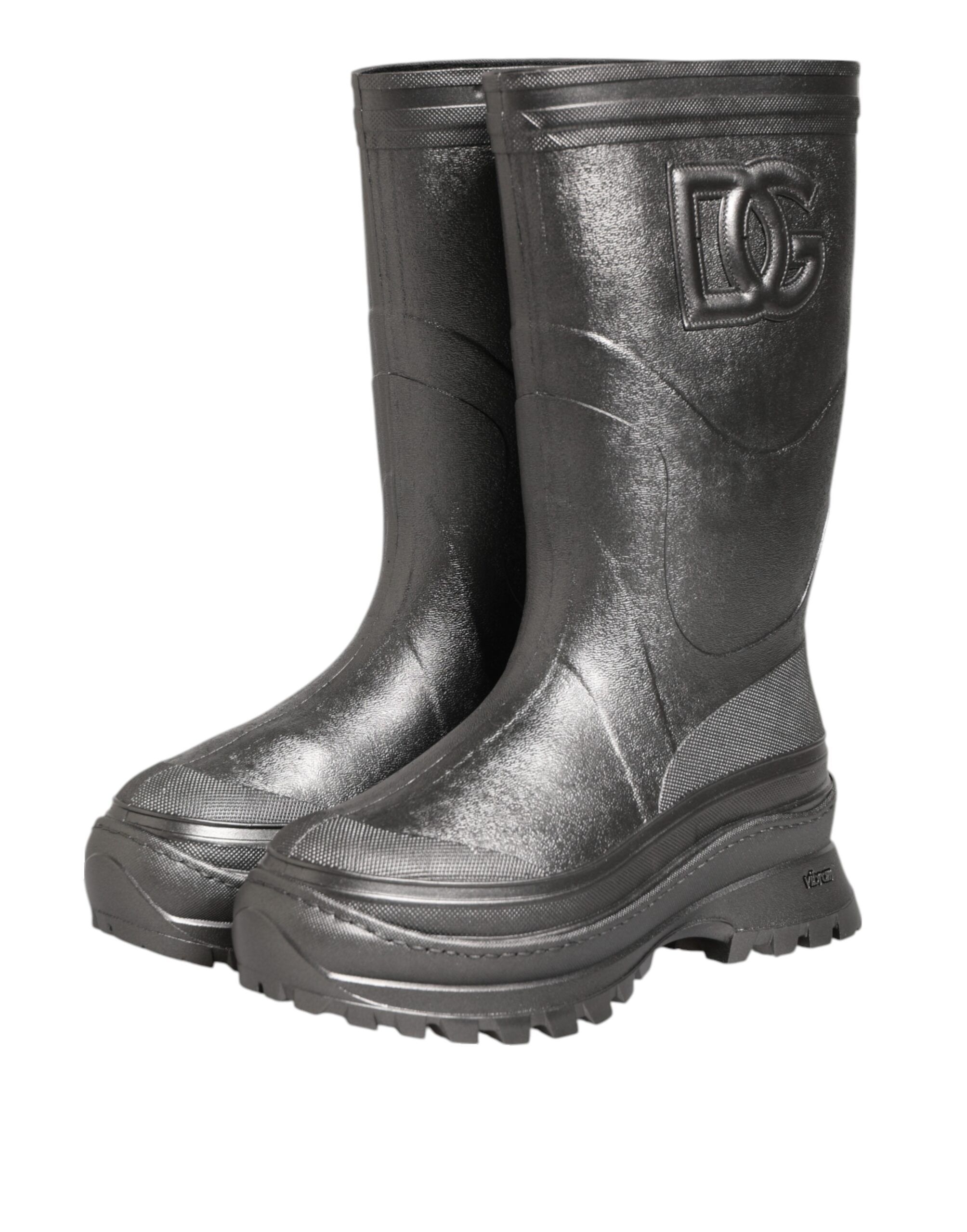 Black Argento Pull On Rain Boots Women's Shoes (Pre-Owned) - Dolce & Gabbana - Modalova