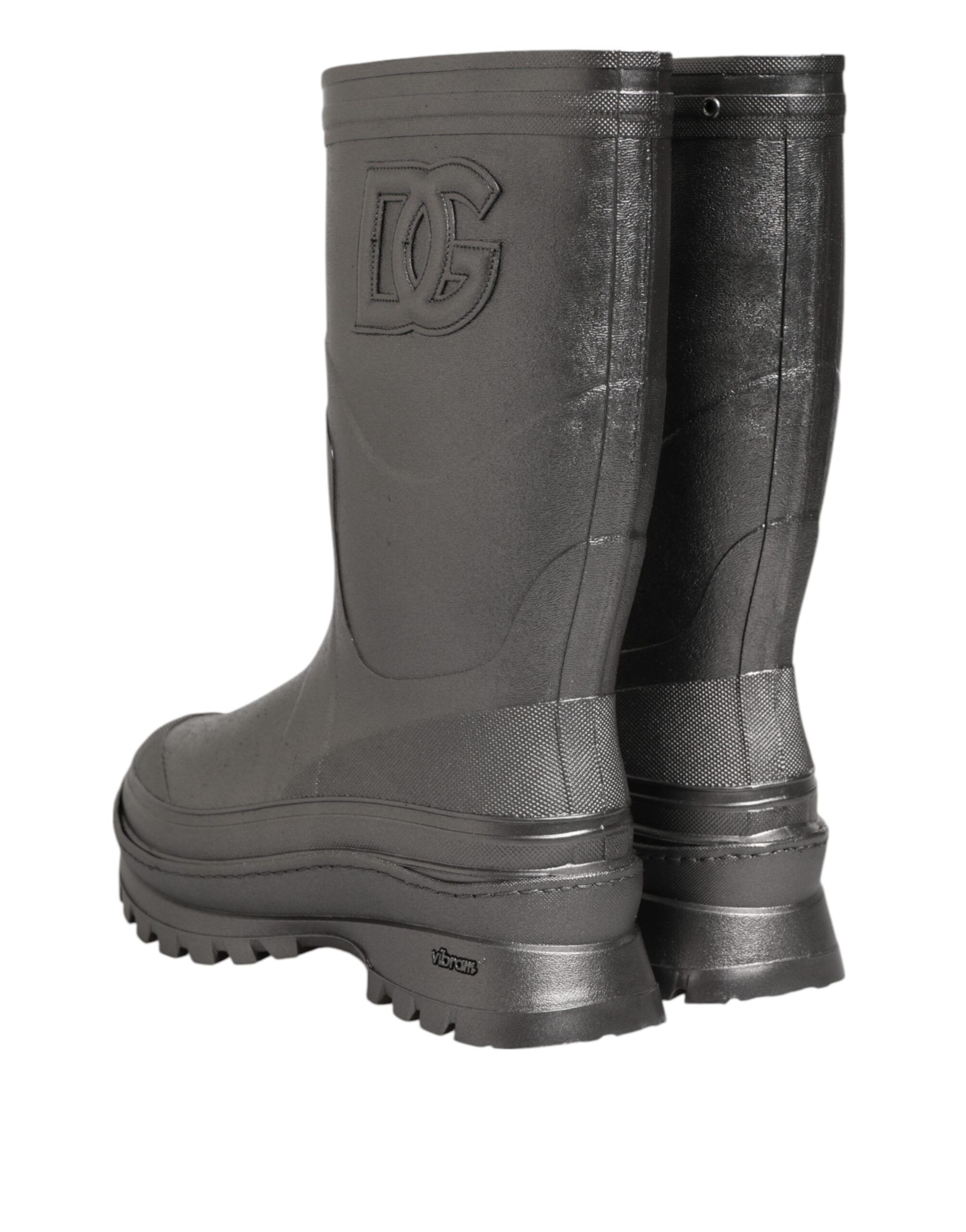 Black Argento Pull On Rain Boots Women's Shoes (Pre-Owned) - Dolce & Gabbana - Modalova