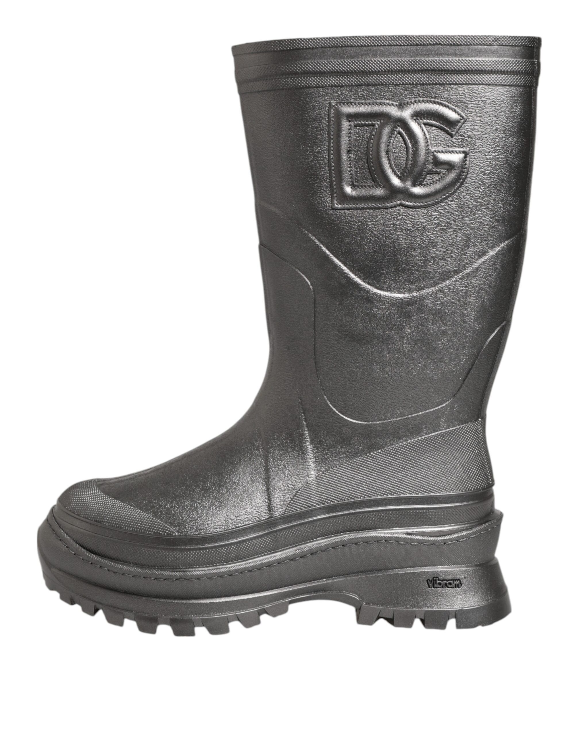 Black Argento Pull On Rain Boots Women's Shoes (Pre-Owned) - Dolce & Gabbana - Modalova