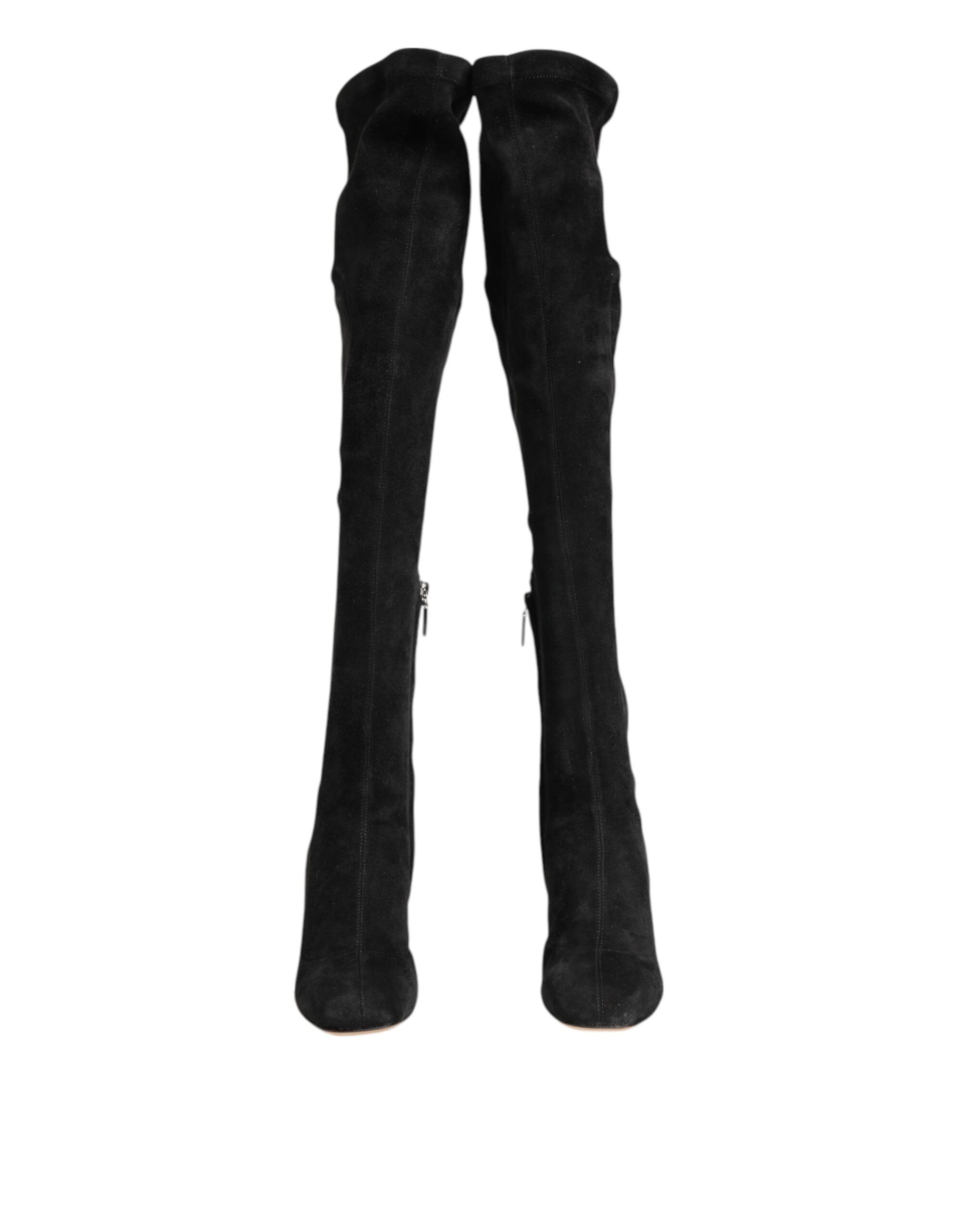 Suede Leather Knee High Boots Women's Shoes - Dolce & Gabbana - Modalova