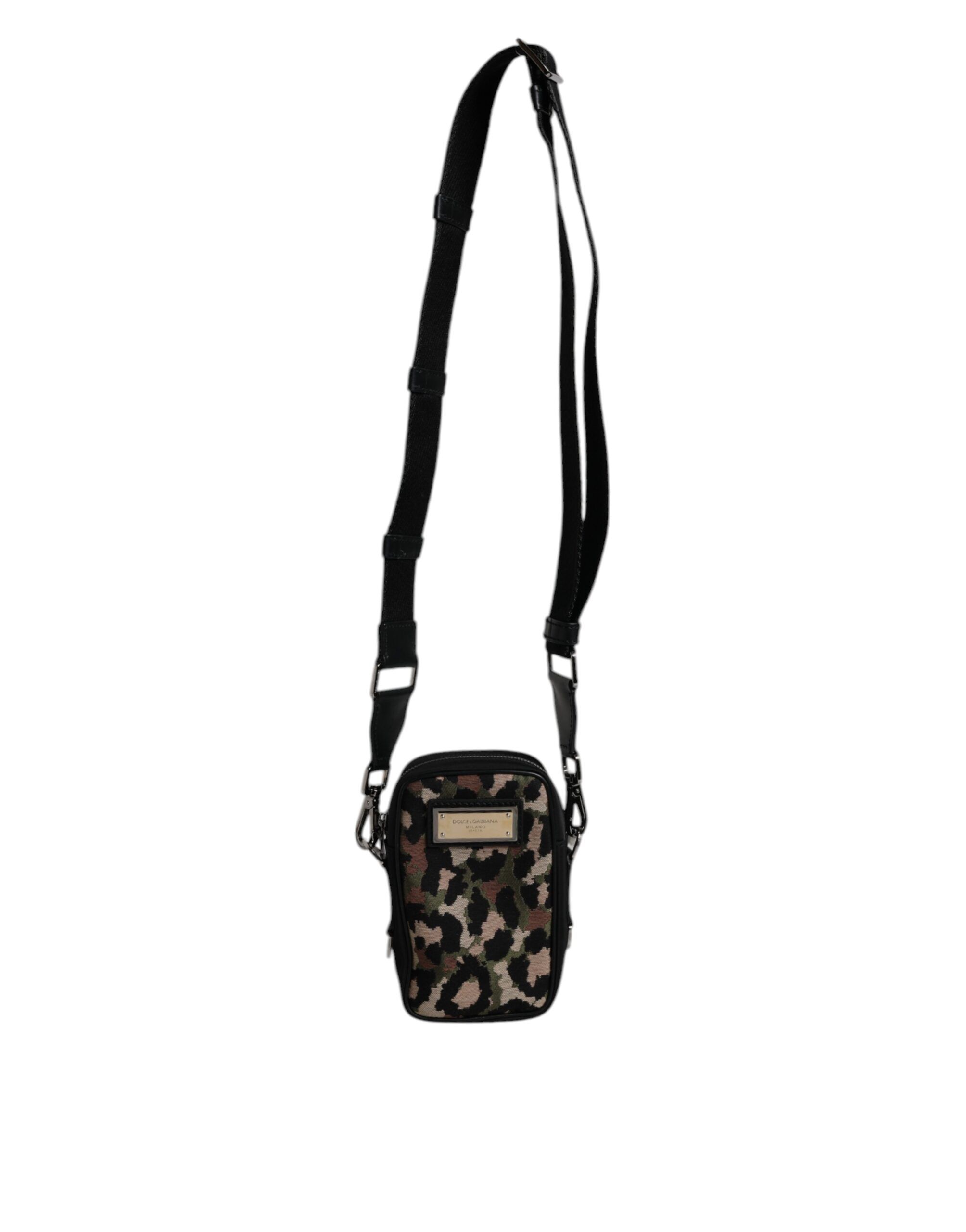Leopard Jacquard Logo Plaque Neck Strap Men's Bag (Pre-Owned) - Dolce & Gabbana - Modalova