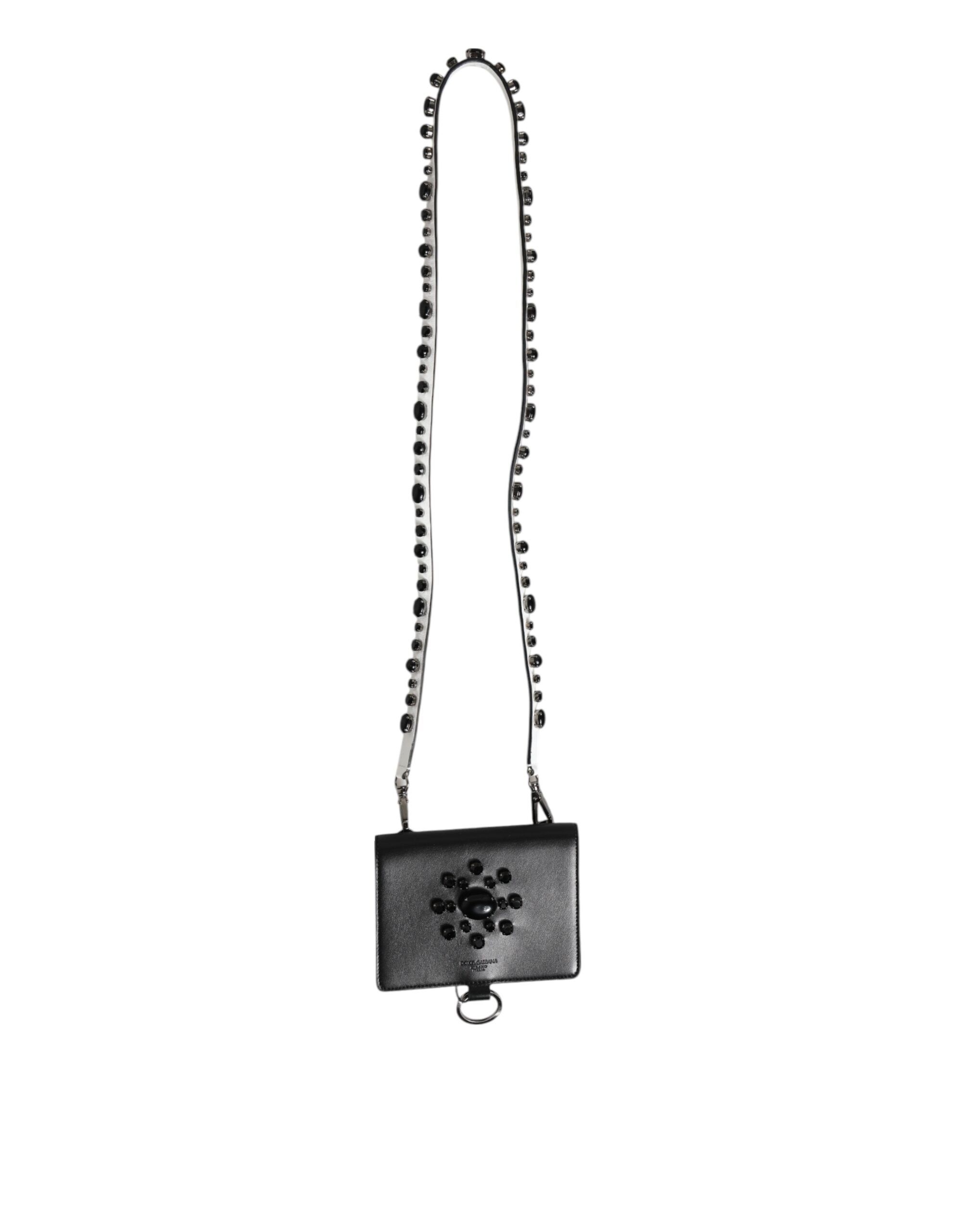 Leather Crystal Embellished Card Holder Women's Wallet - Dolce & Gabbana - Modalova