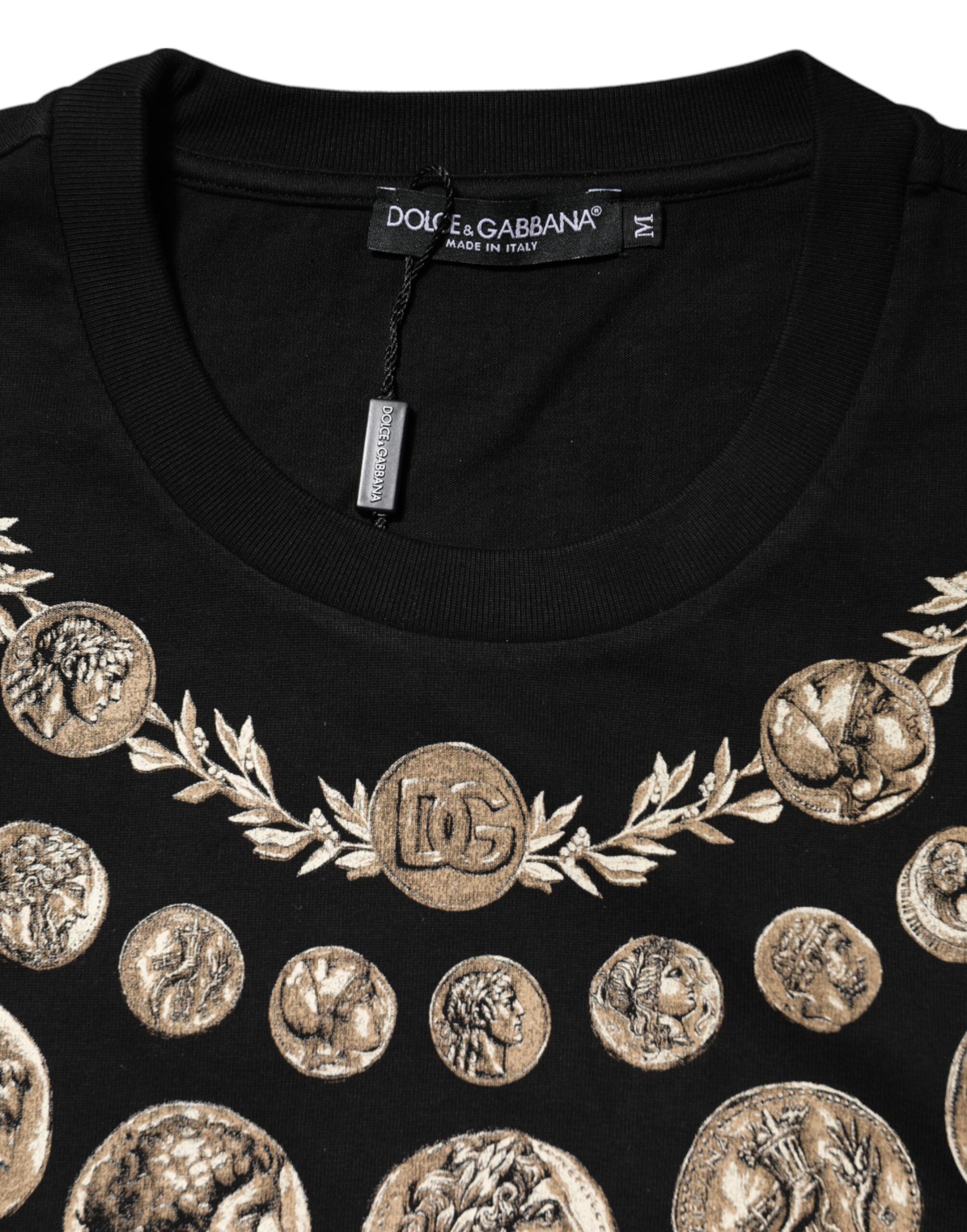 Coin Print Cotton Crew Neck Men's T-shirt - Dolce & Gabbana - Modalova