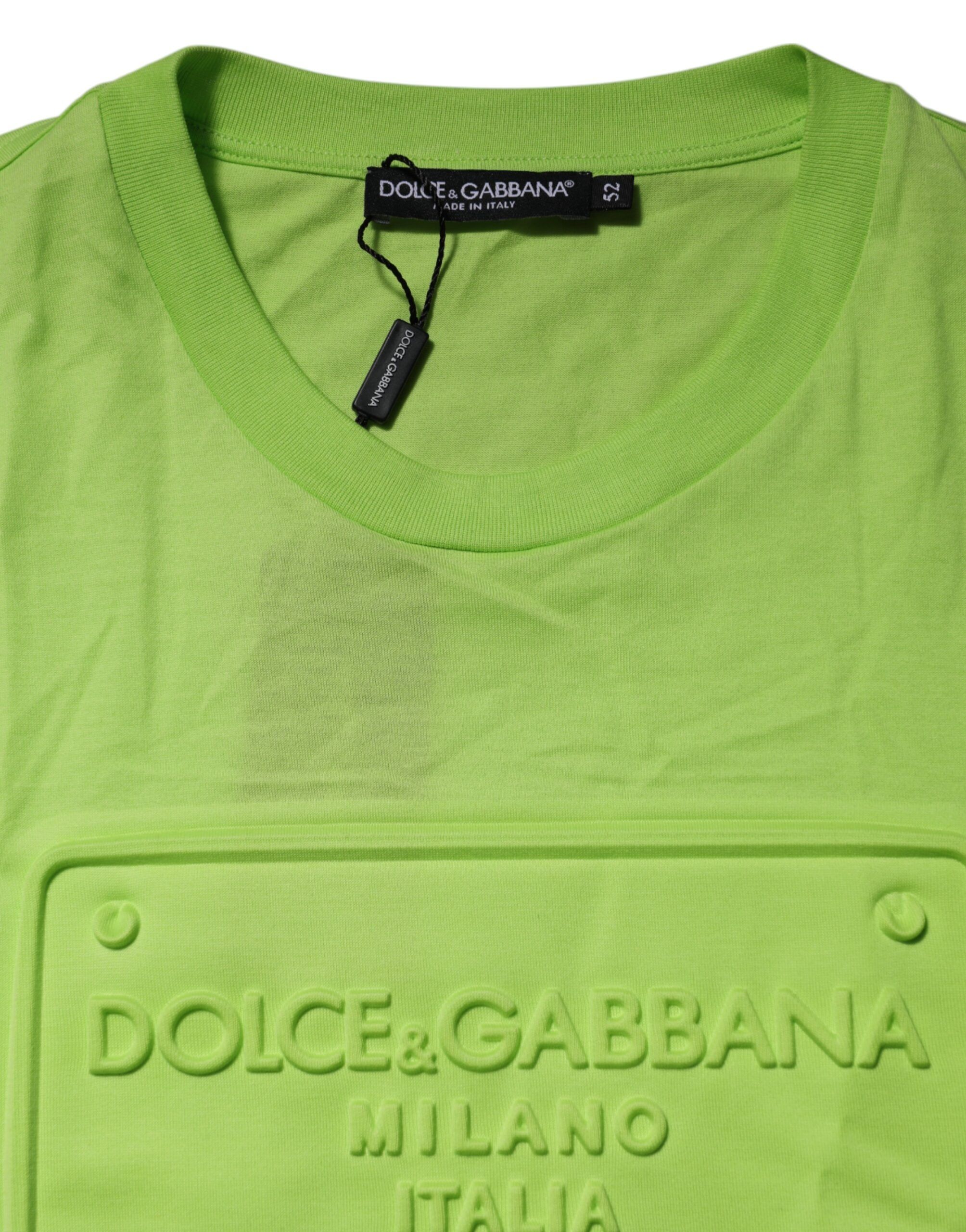 Embossed Logo Cotton Crew Neck Men's T-shirt - Dolce & Gabbana - Modalova