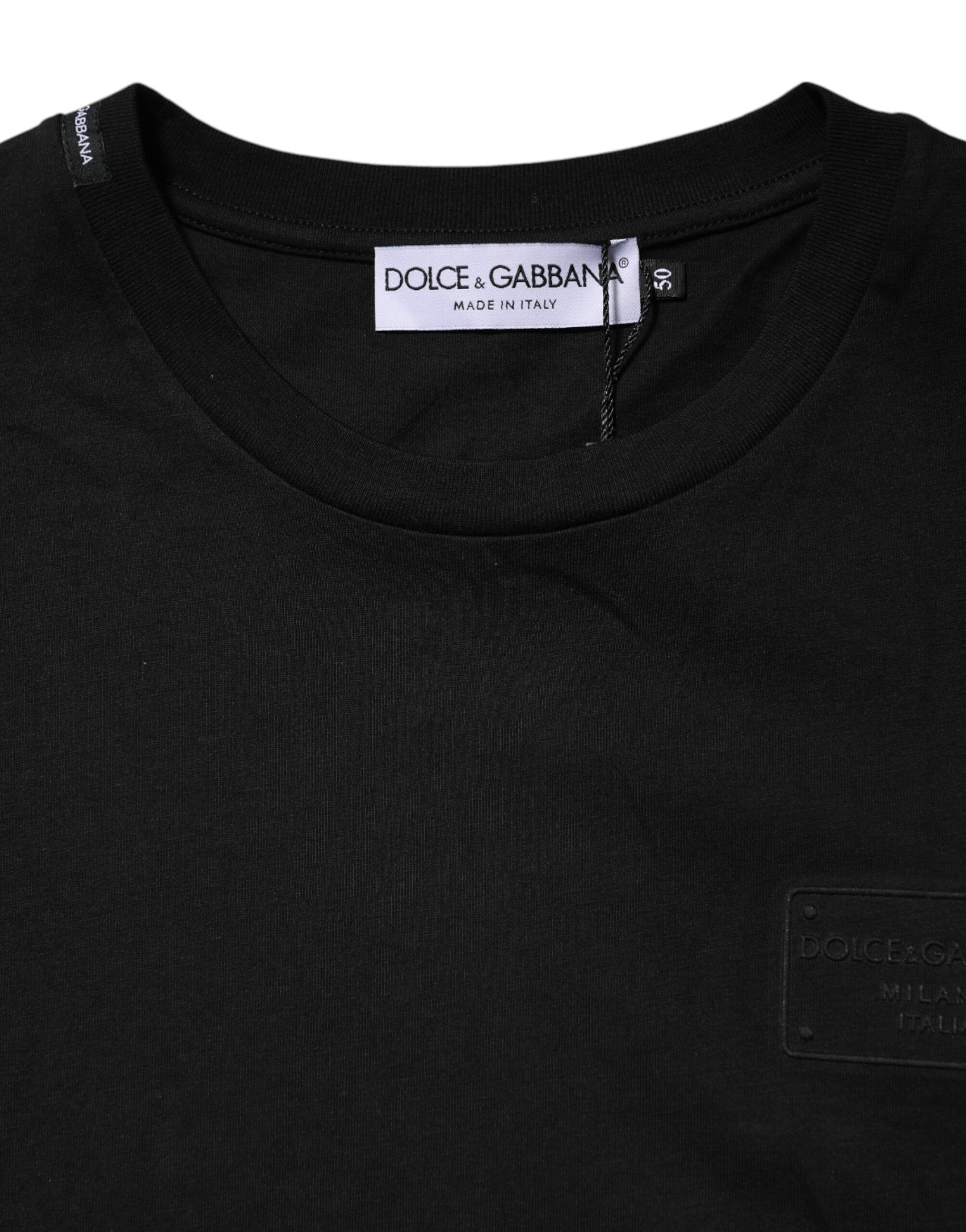 Logo Plaque Cotton Crew Neck Men's T-shirt - Dolce & Gabbana - Modalova