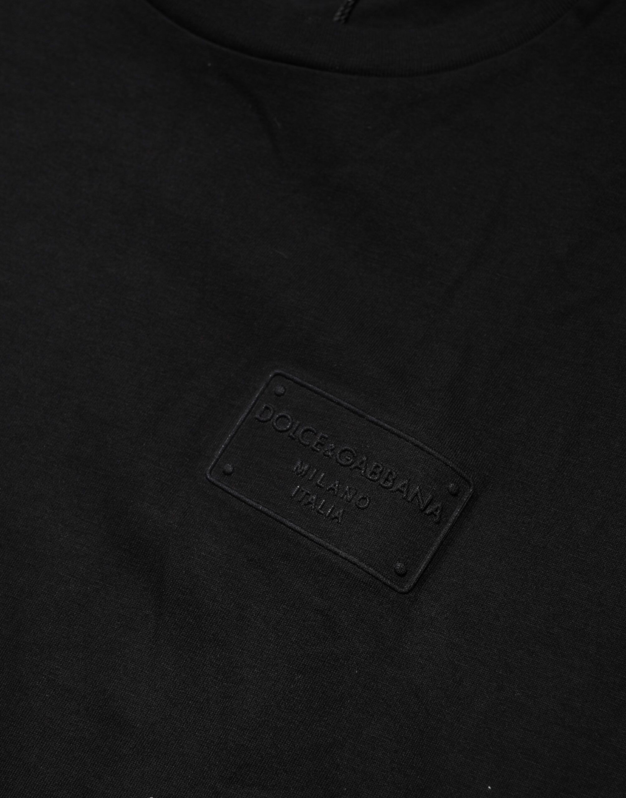 Logo Plaque Cotton Crew Neck Men's T-shirt - Dolce & Gabbana - Modalova