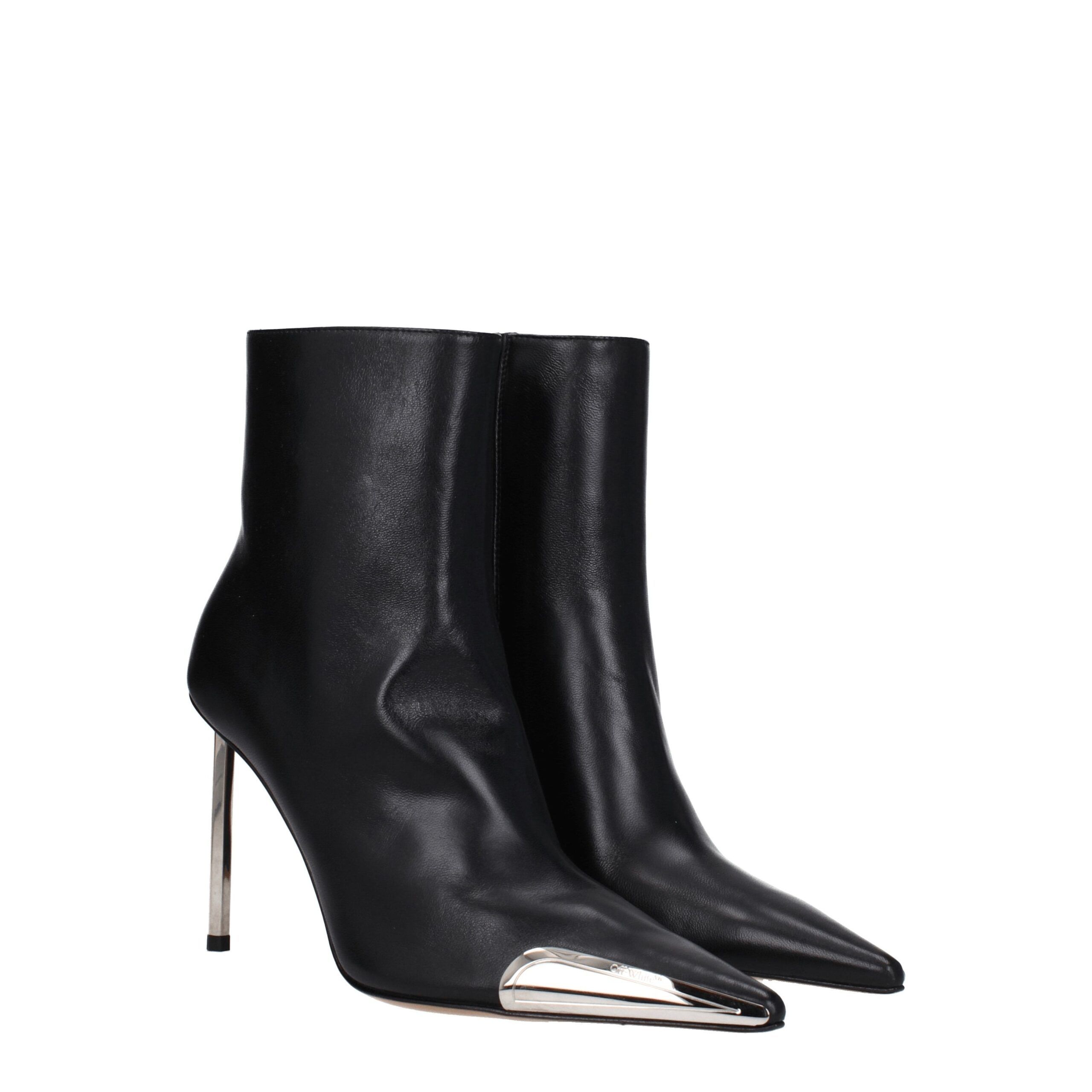 Leather Ankle Women's Boots - Off-White - Modalova