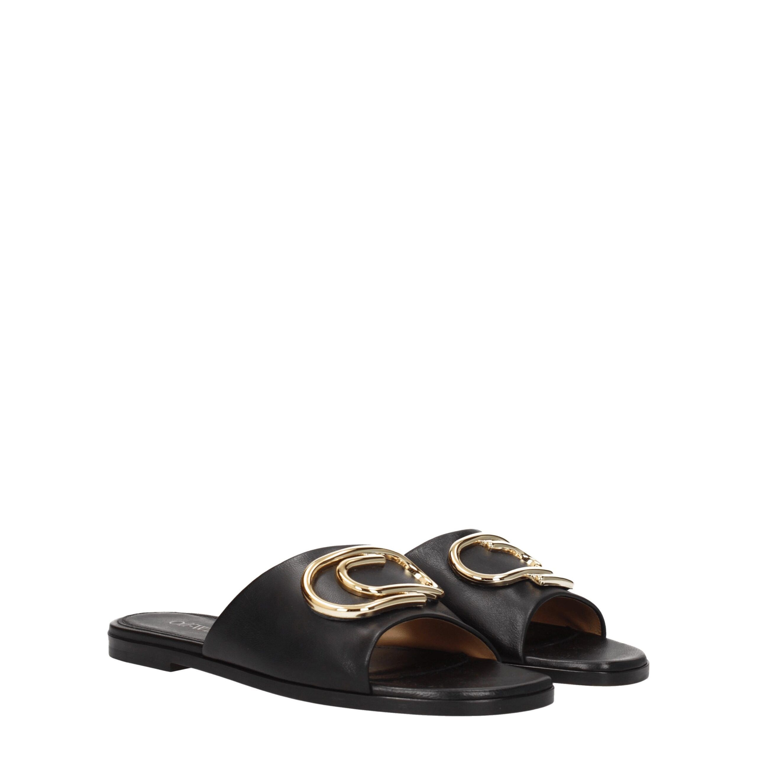 Leather Women's Slippers - Off-White - Modalova