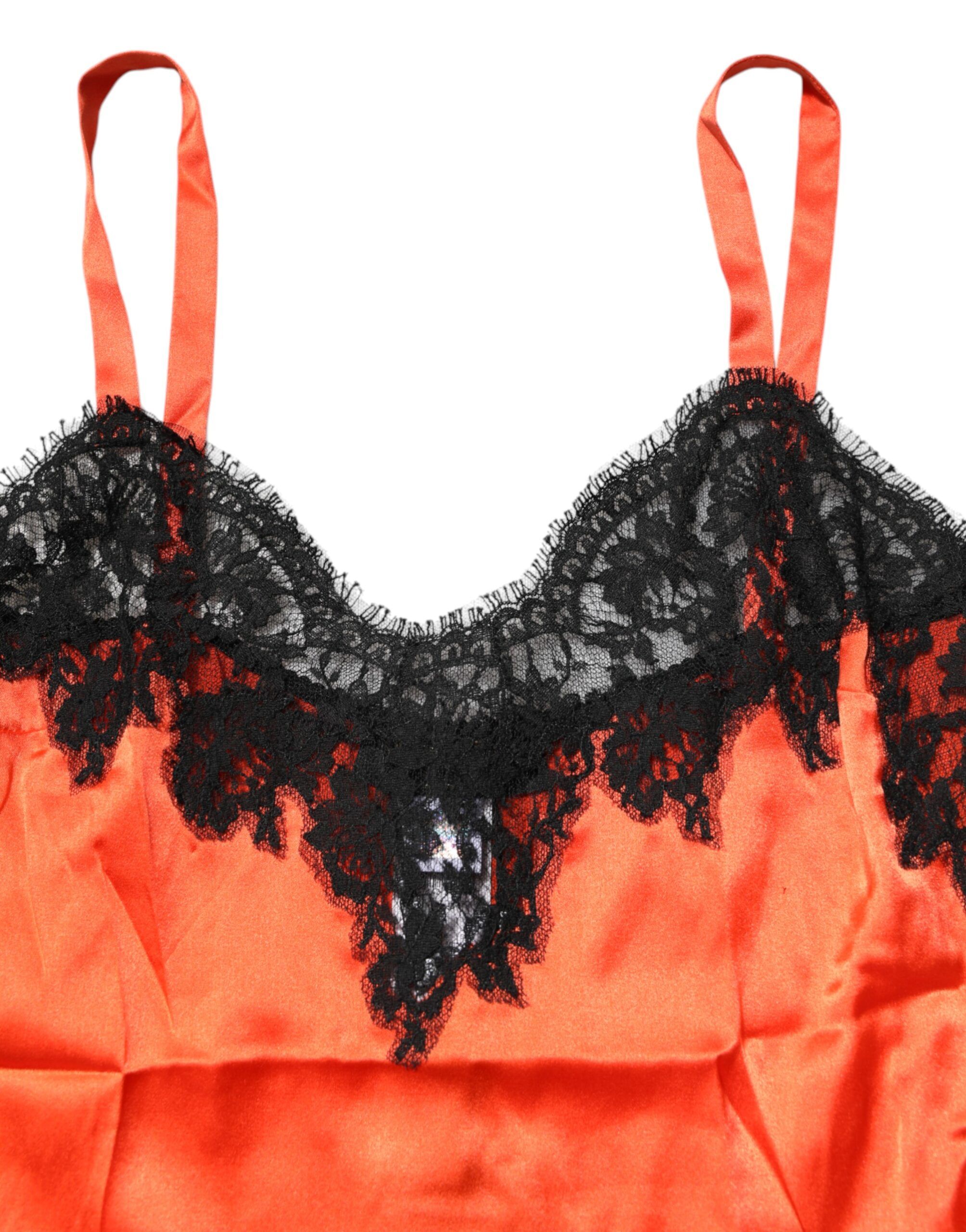 Red Black Lace Trim Silk Sleeveless Tank Women's Top - Dolce & Gabbana - Modalova