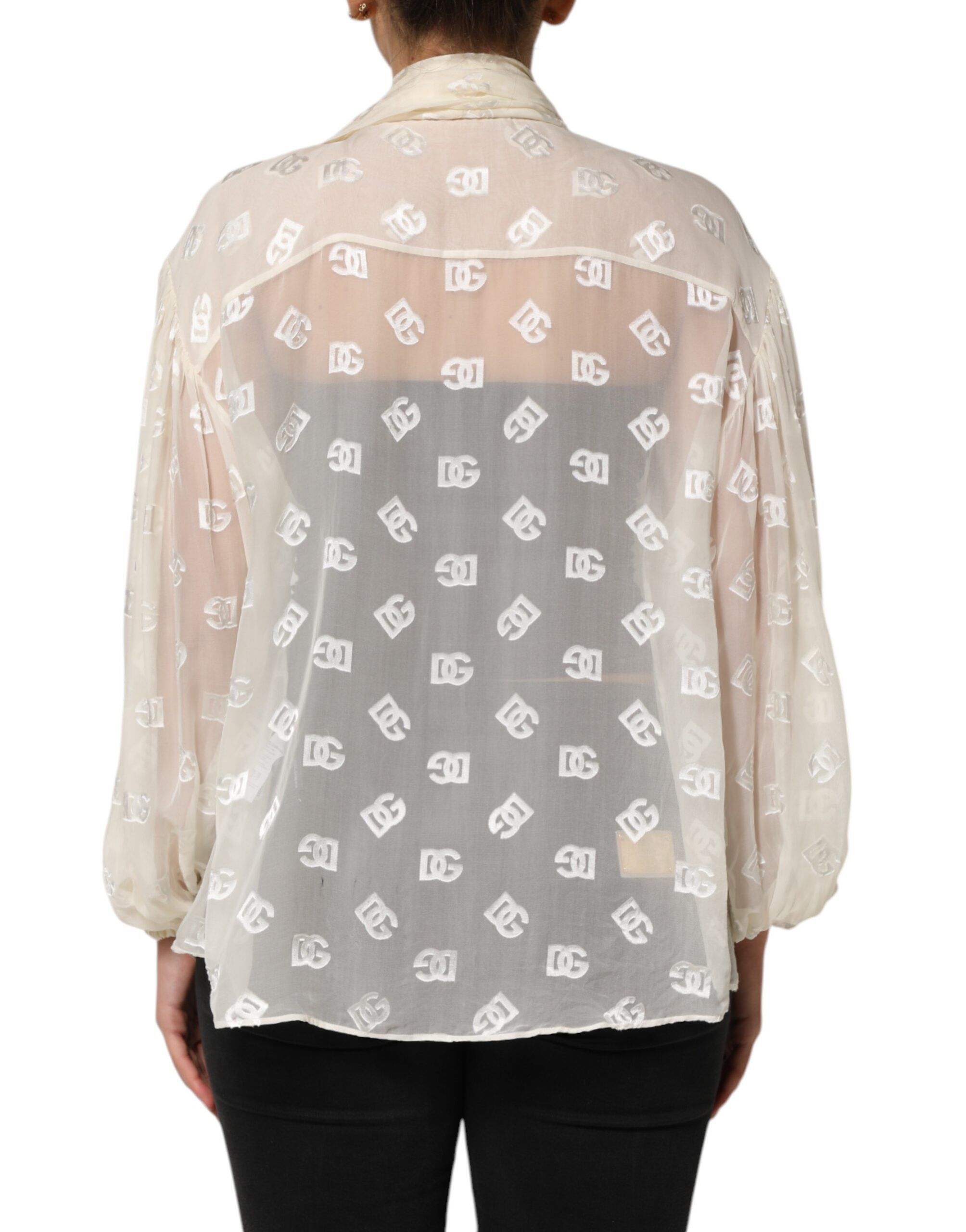 Logo Monogram Ascot Collar Women's Top (Pre-Owned) - Dolce & Gabbana - Modalova