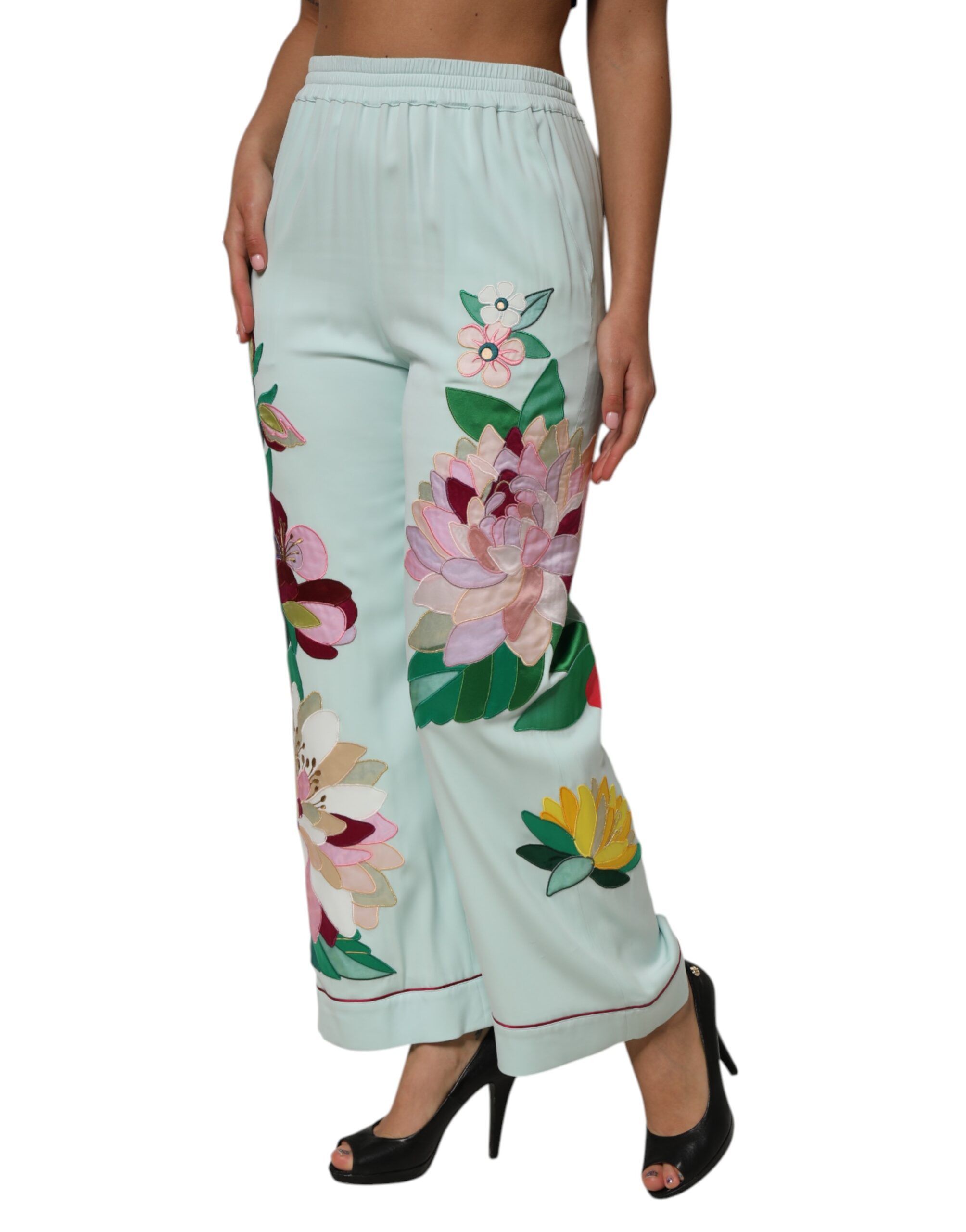Floral Garterized Straight Pajama Women's Pants - Dolce & Gabbana - Modalova