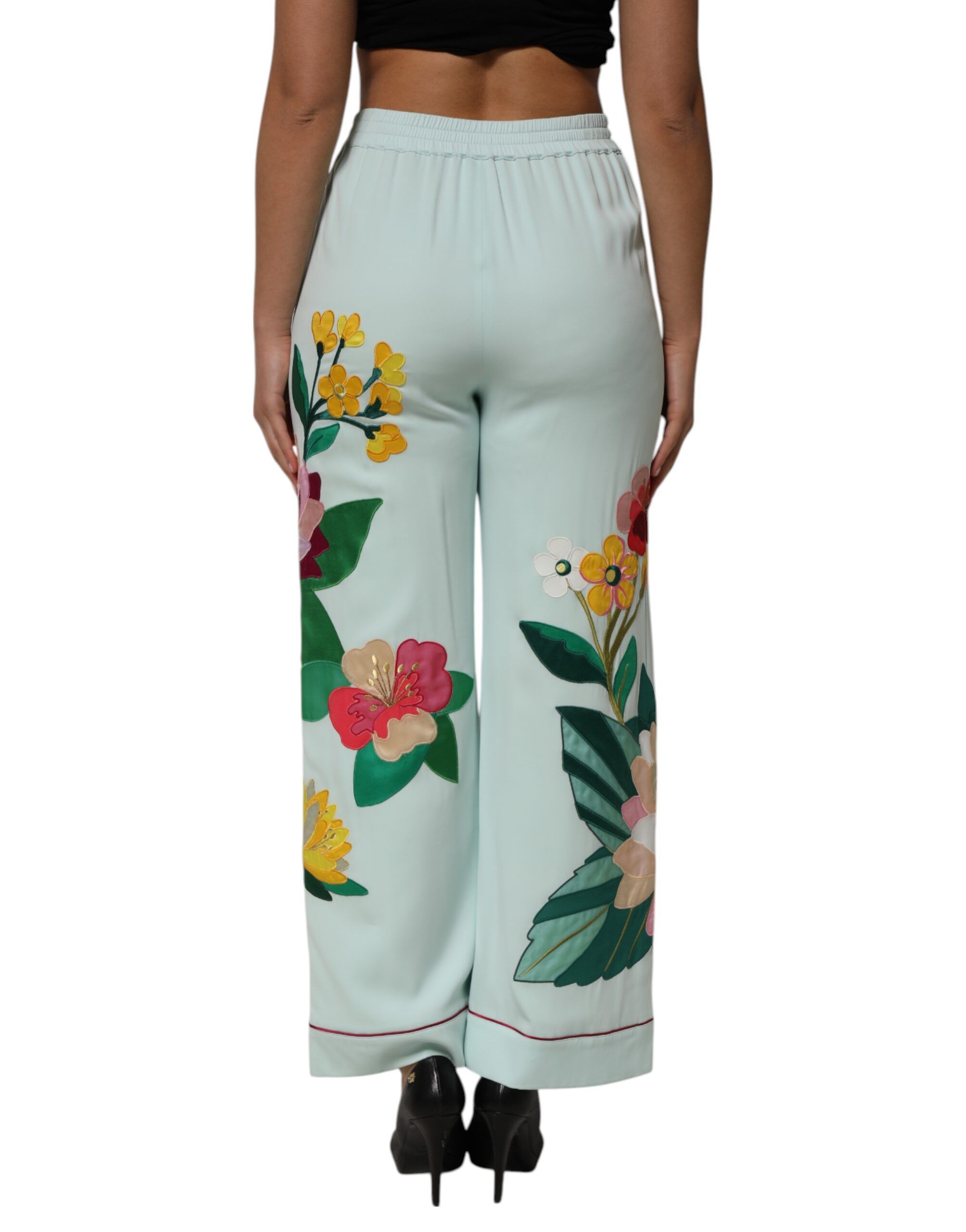 Floral Garterized Straight Pajama Women's Pants - Dolce & Gabbana - Modalova