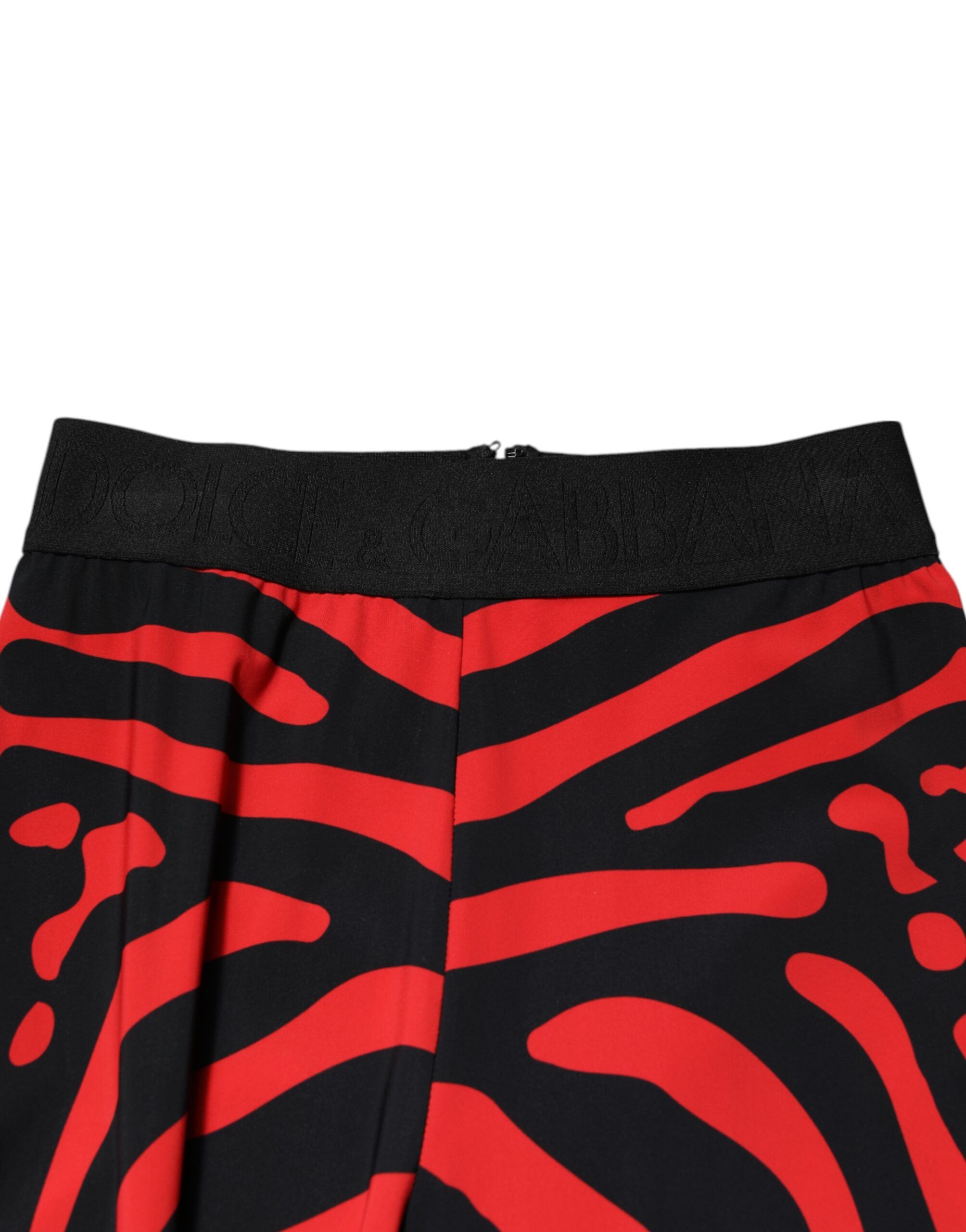 Black Red Nylon Logo Waisted Leggings Women's Pants - Dolce & Gabbana - Modalova