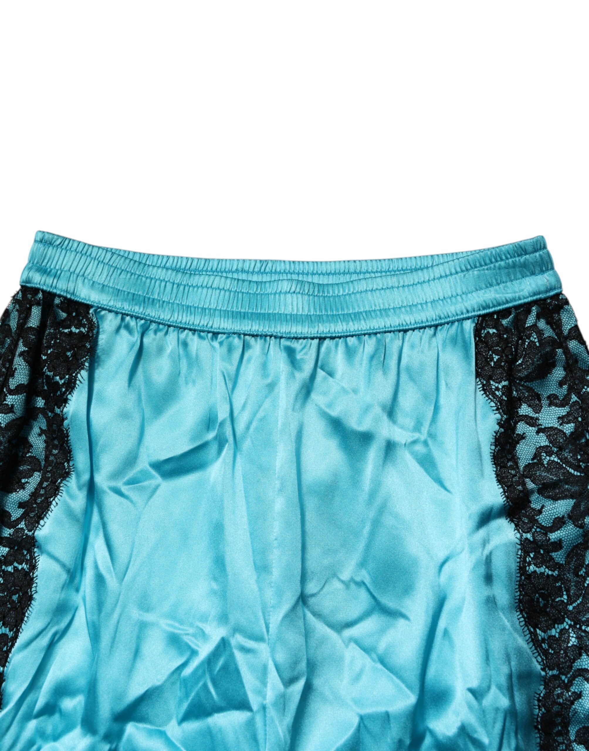 Blue Silk Garterized Straight Women Pajama Women's Pants (Pre-Owned) - Dolce & Gabbana - Modalova