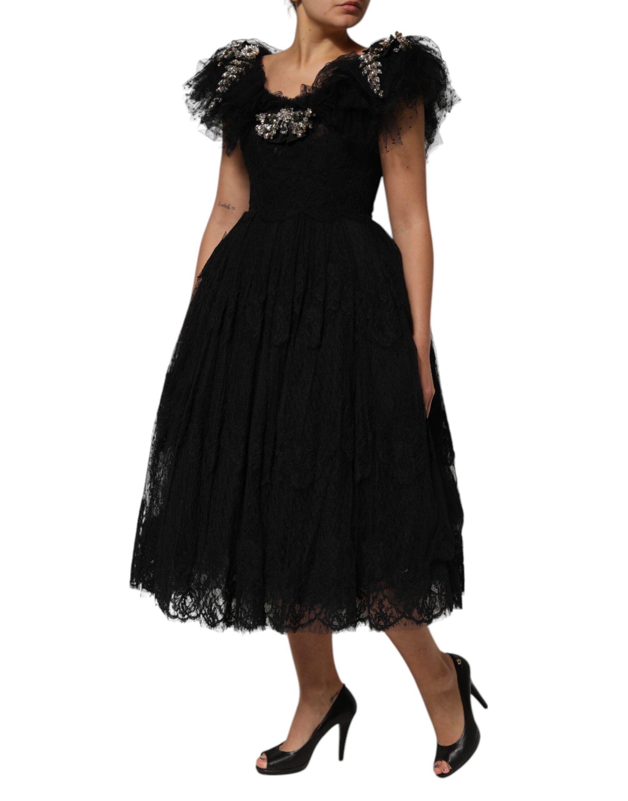 Crystal Embellished Midi A-line Women's Dress - Dolce & Gabbana - Modalova