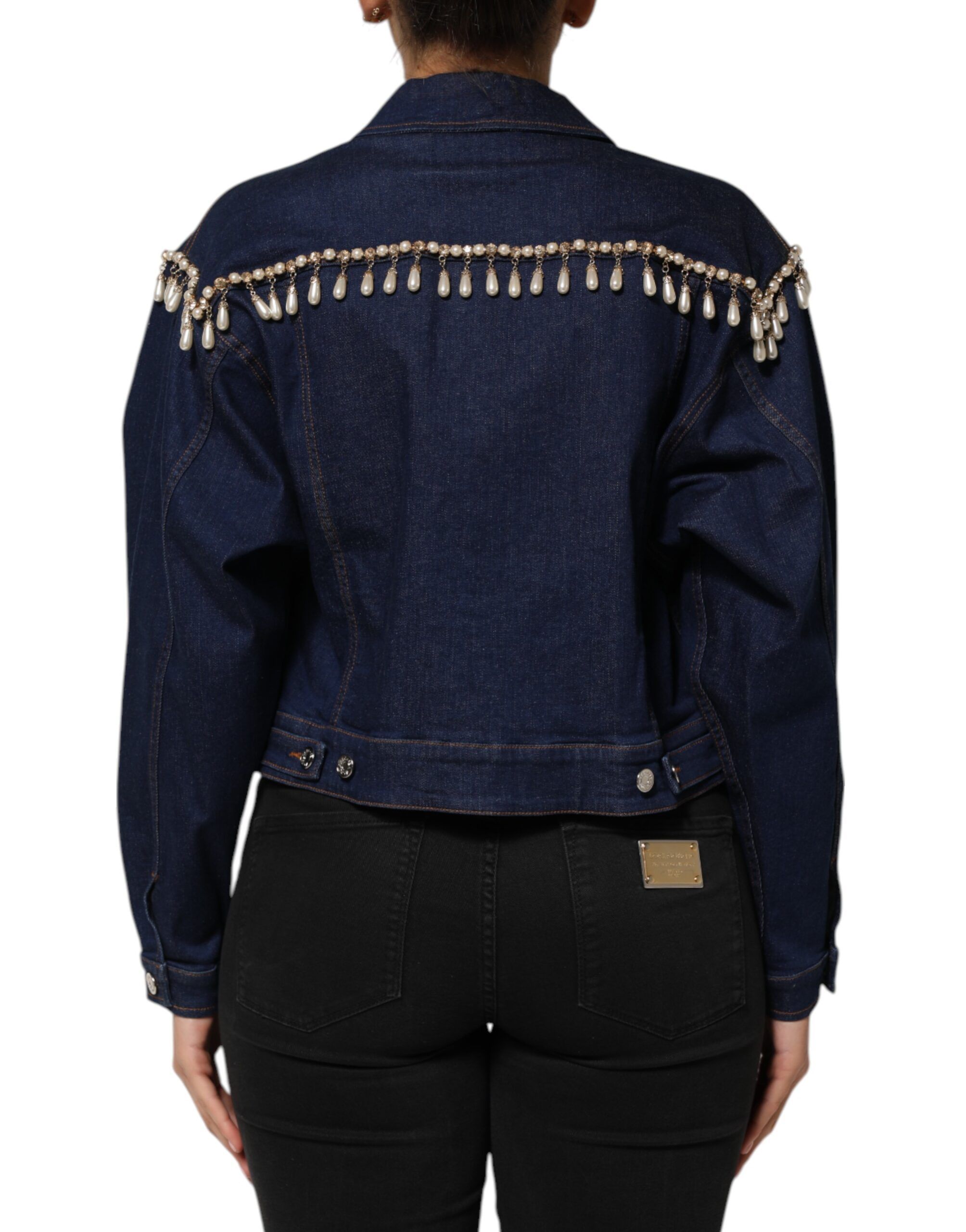 Cotton Denim Crystal Embellished Women's Jacket - Dolce & Gabbana - Modalova