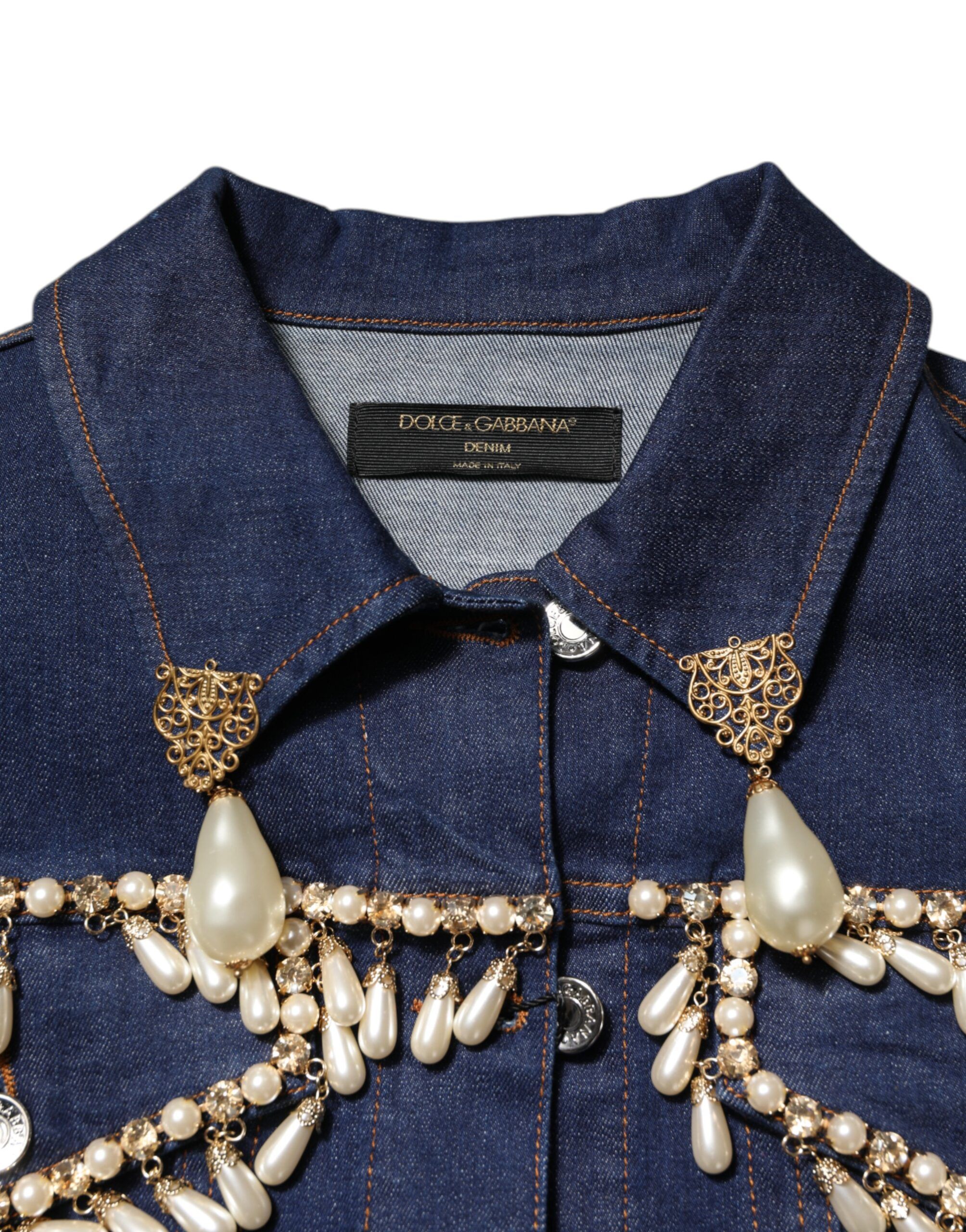 Cotton Denim Crystal Embellished Women's Jacket - Dolce & Gabbana - Modalova