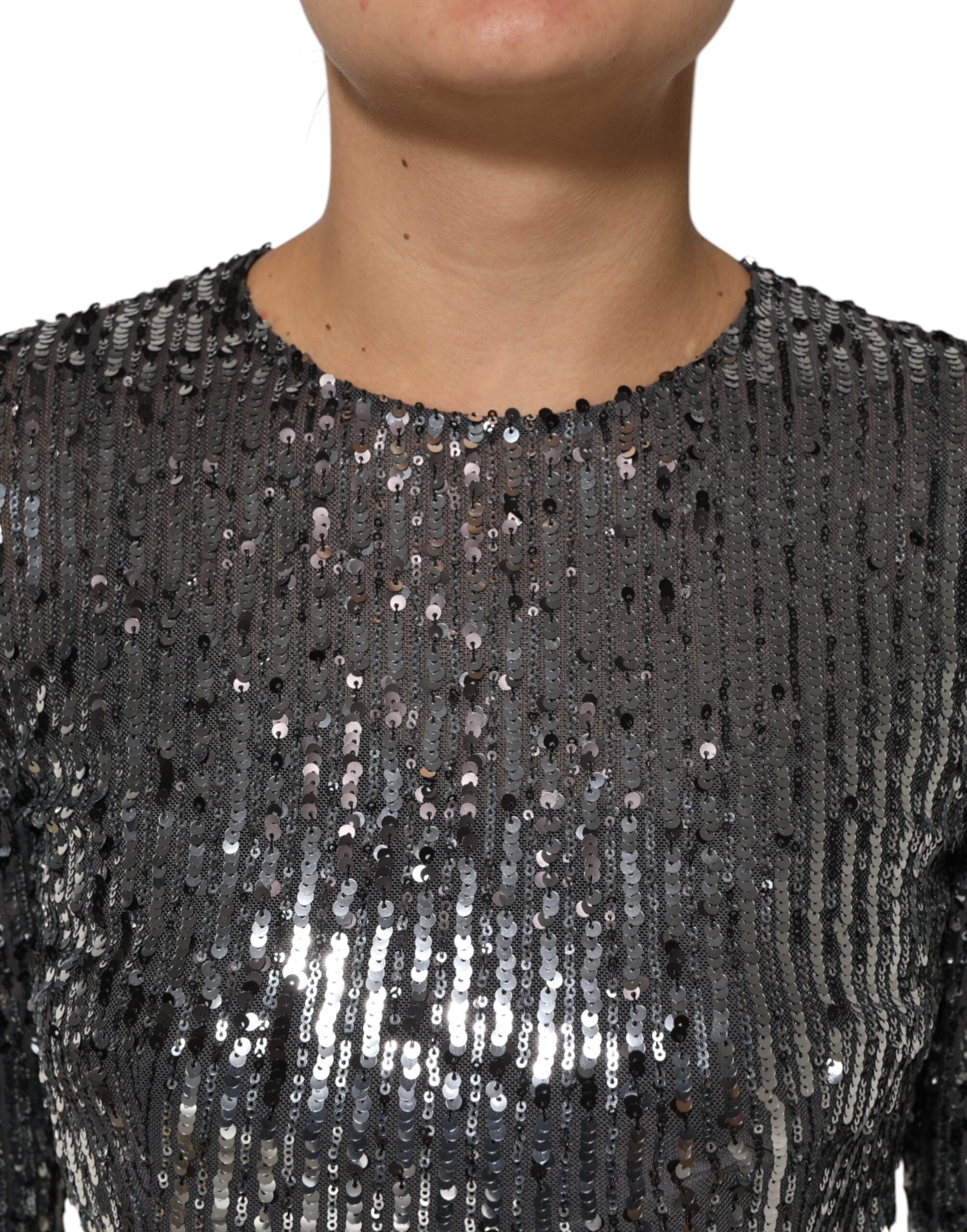 Sequined Long Sleeves Midi A-line Women's Dress - Dolce & Gabbana - Modalova