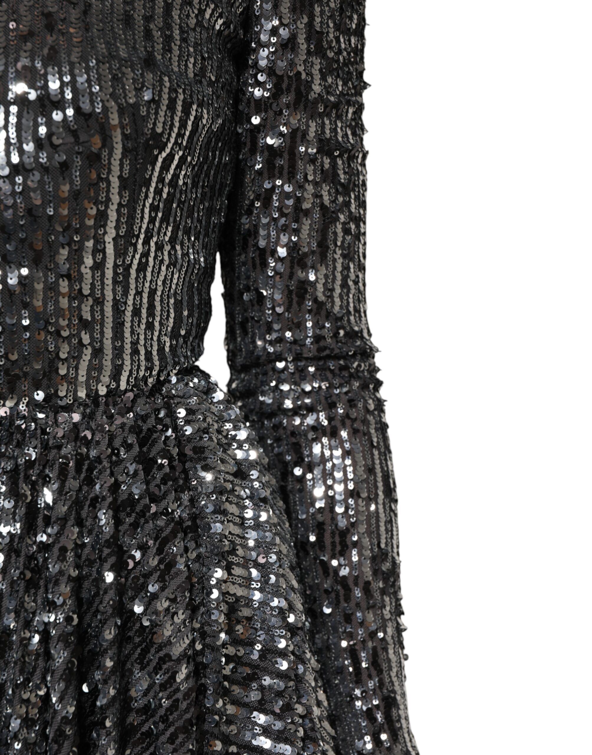 Sequined Long Sleeves Midi A-line Women's Dress - Dolce & Gabbana - Modalova