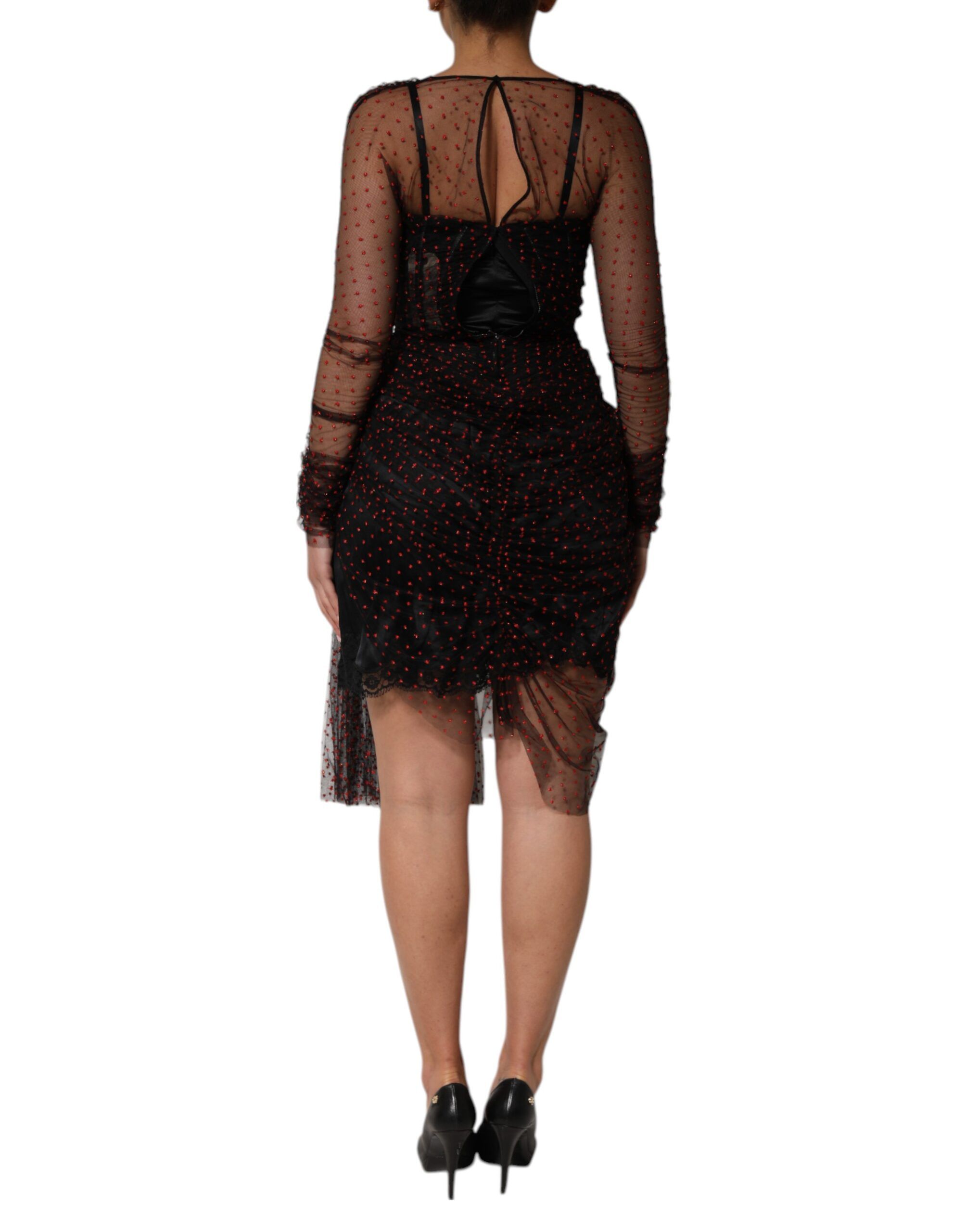 Lace Trim Long Sleeve Sheath Mini Women's Dress - Dolce & Gabbana - Modalova