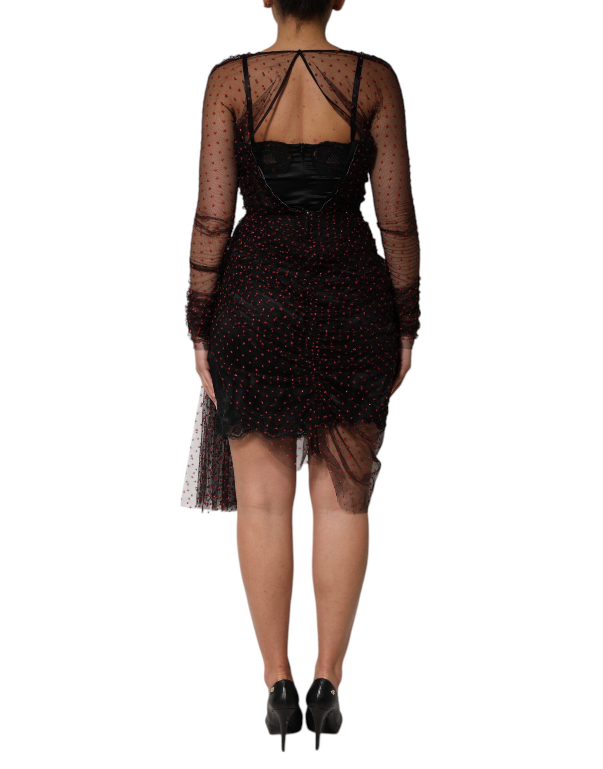 Lace Trim Long Sleeve Sheath Mini Women's Dress - Dolce & Gabbana - Modalova