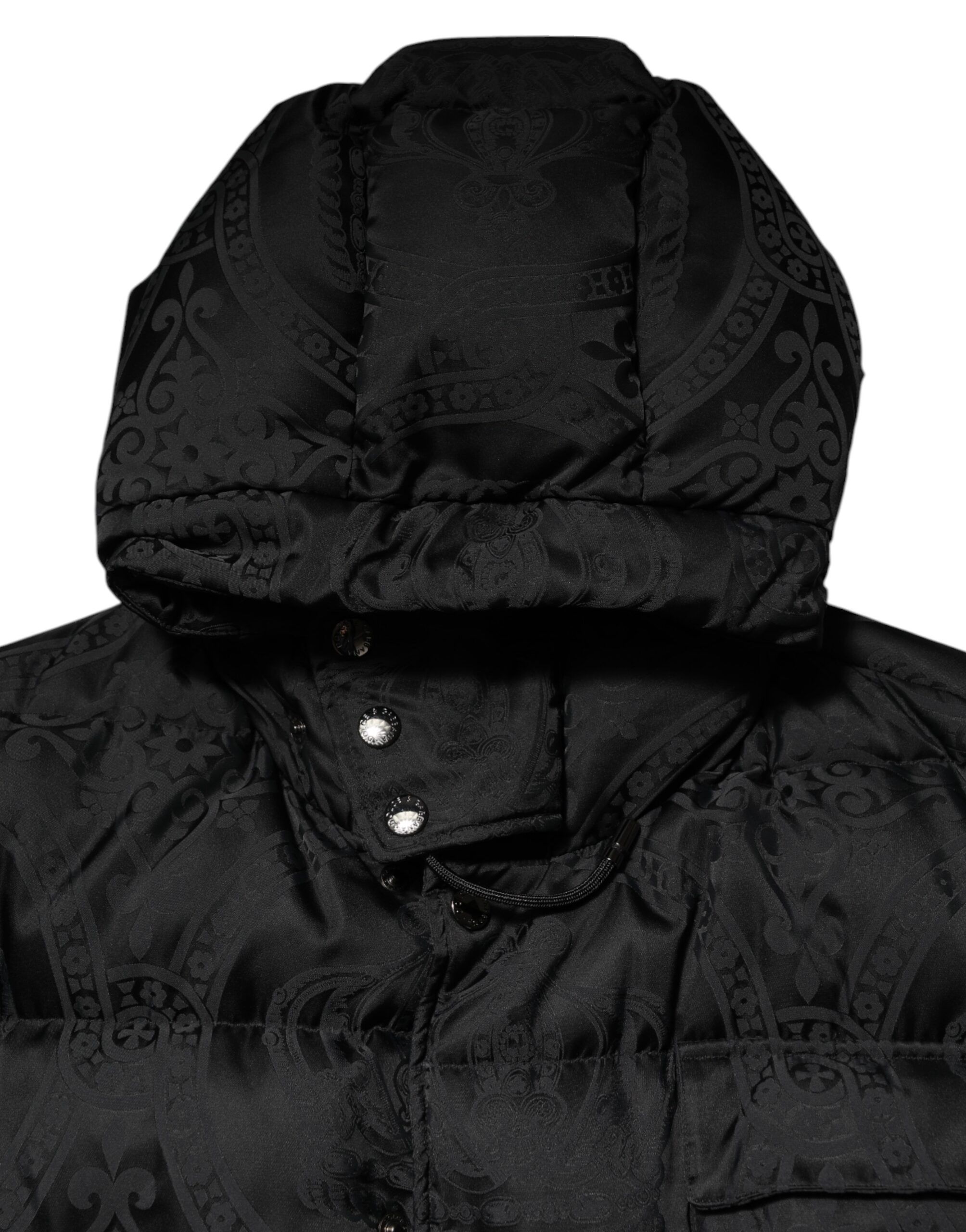 Jacquard Quilted Puffer Hooded Men's Jacket - Dolce & Gabbana - Modalova
