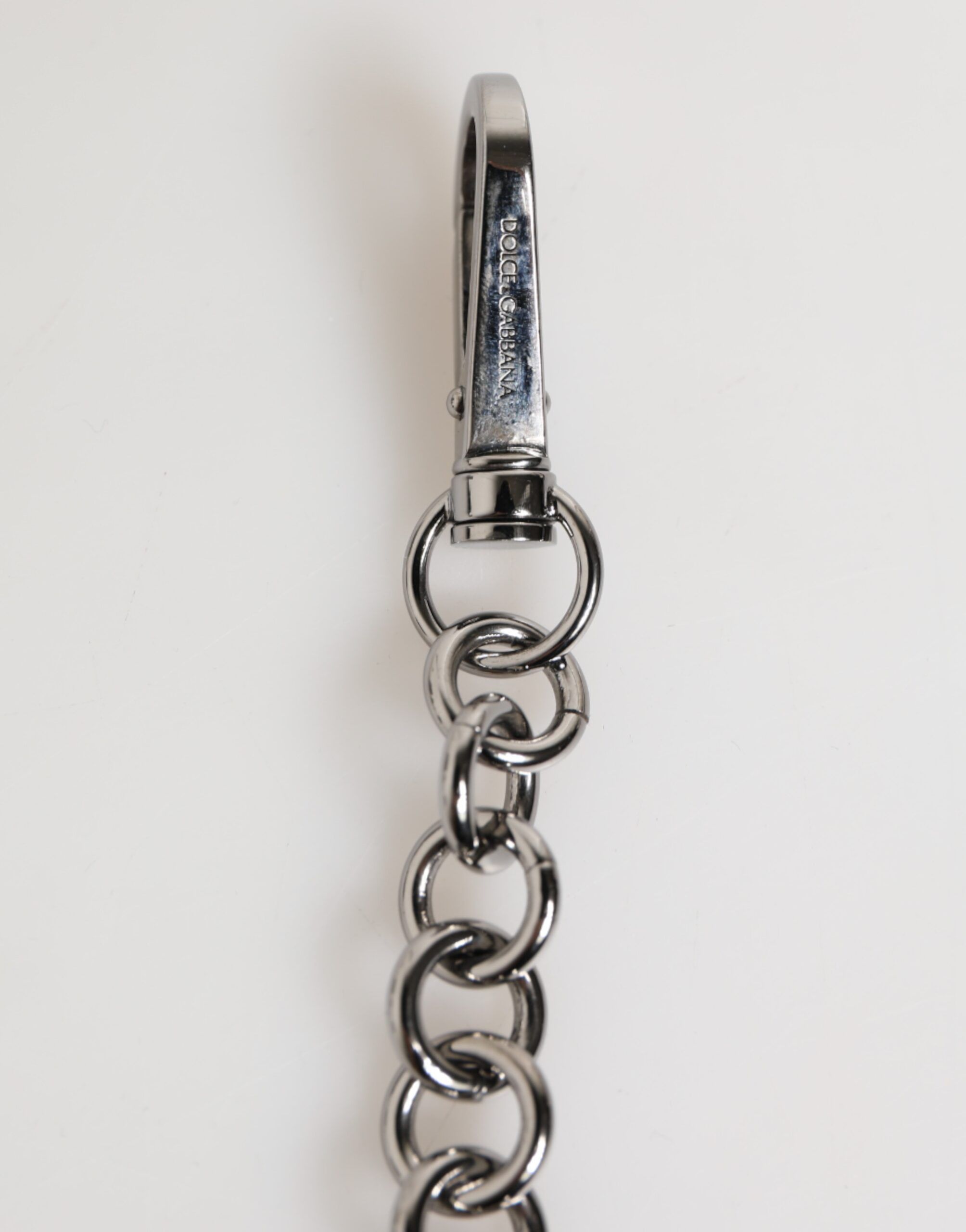 Black White DG Rubber Logo Silver Men Keychain Men's Keyring - Dolce & Gabbana - Modalova
