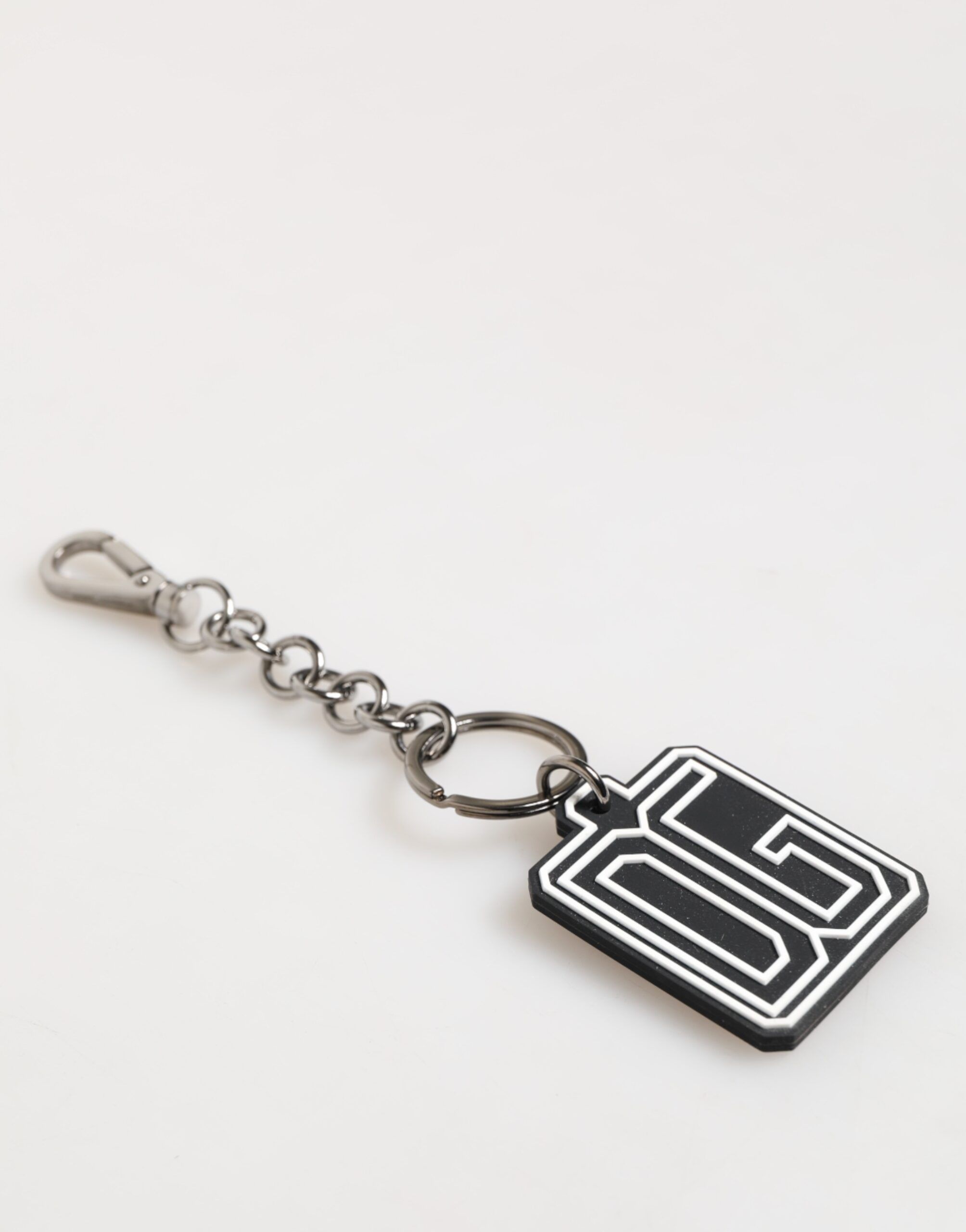 Black White DG Rubber Logo Silver Men Keychain Men's Keyring - Dolce & Gabbana - Modalova