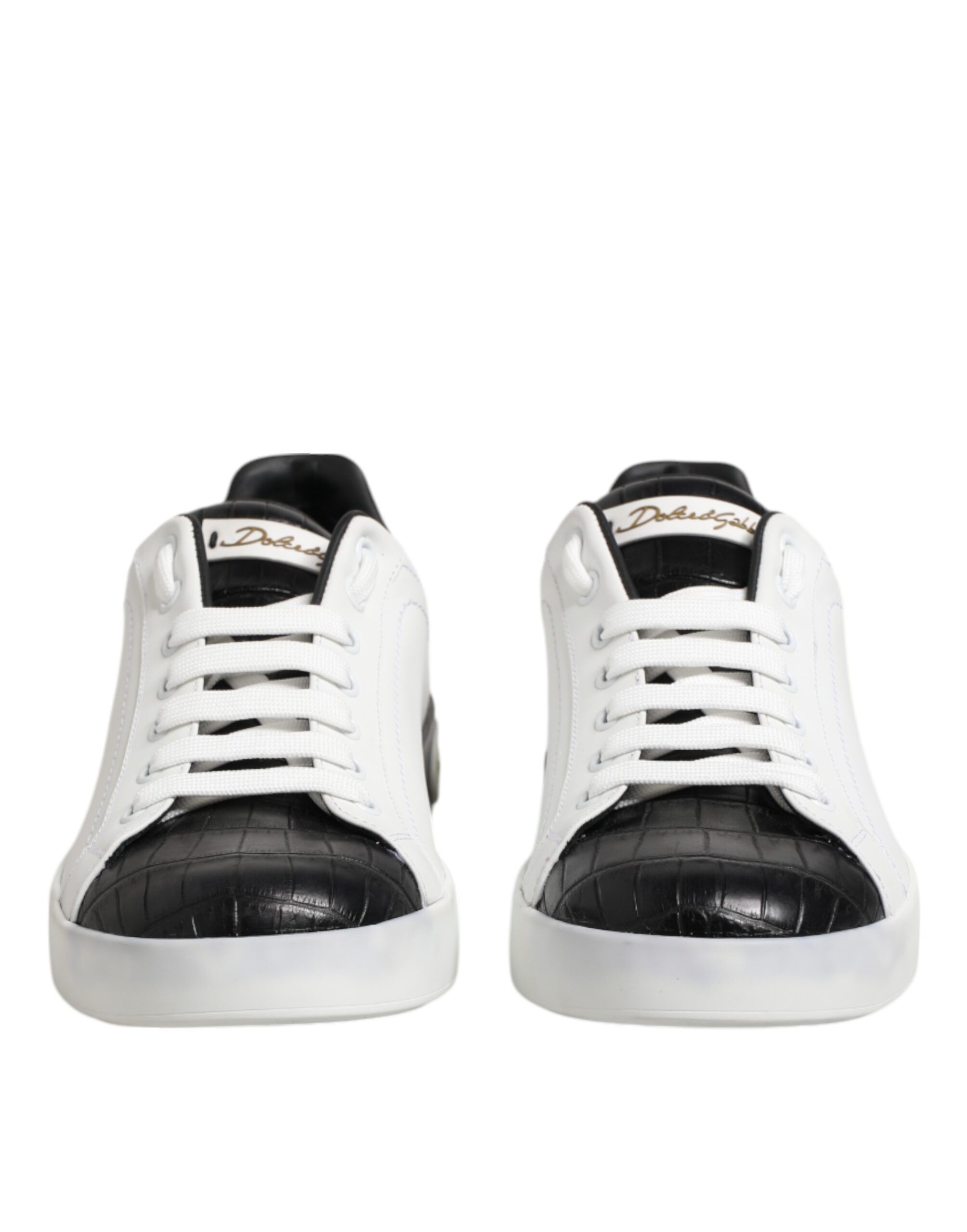 White Black Leather Portofino Sneaker Men's Shoes (Pre-Owned) - Dolce & Gabbana - Modalova