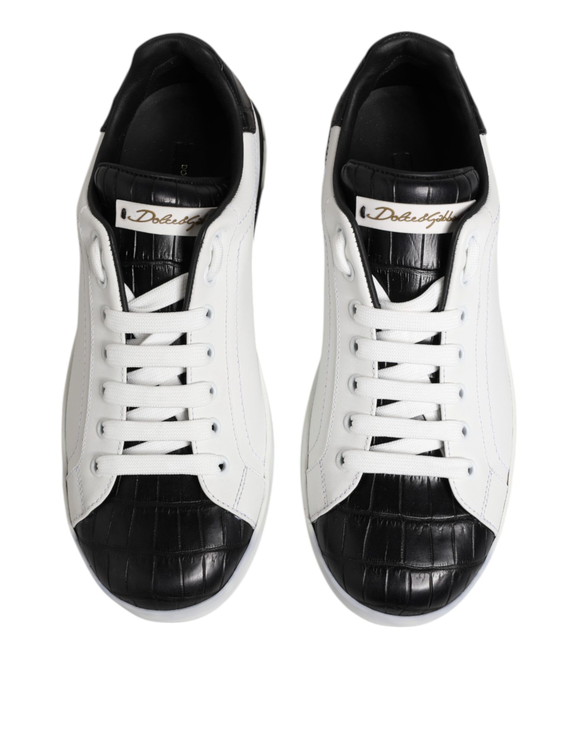 White Black Leather Portofino Sneaker Men's Shoes (Pre-Owned) - Dolce & Gabbana - Modalova