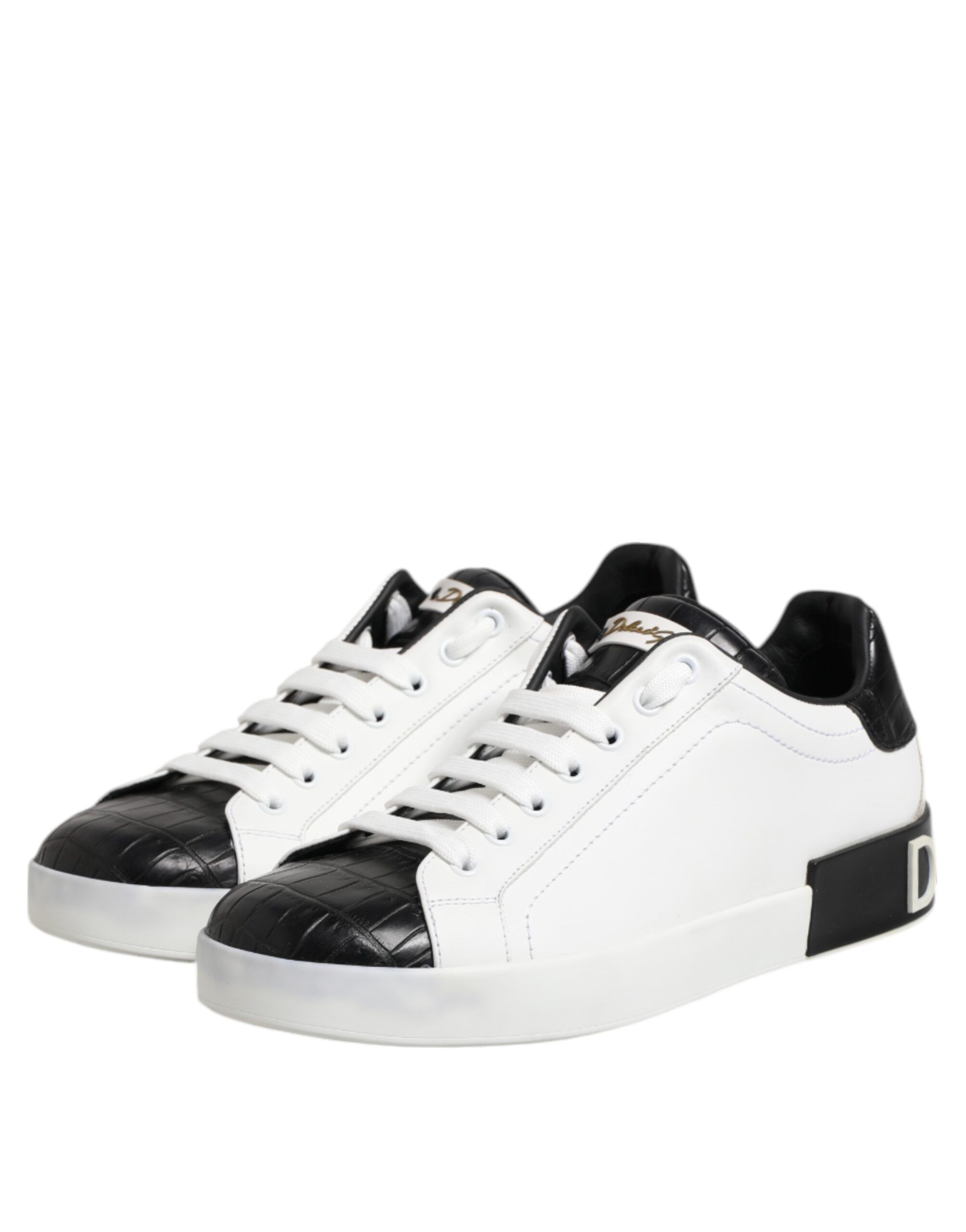 White Black Leather Portofino Sneaker Men's Shoes (Pre-Owned) - Dolce & Gabbana - Modalova