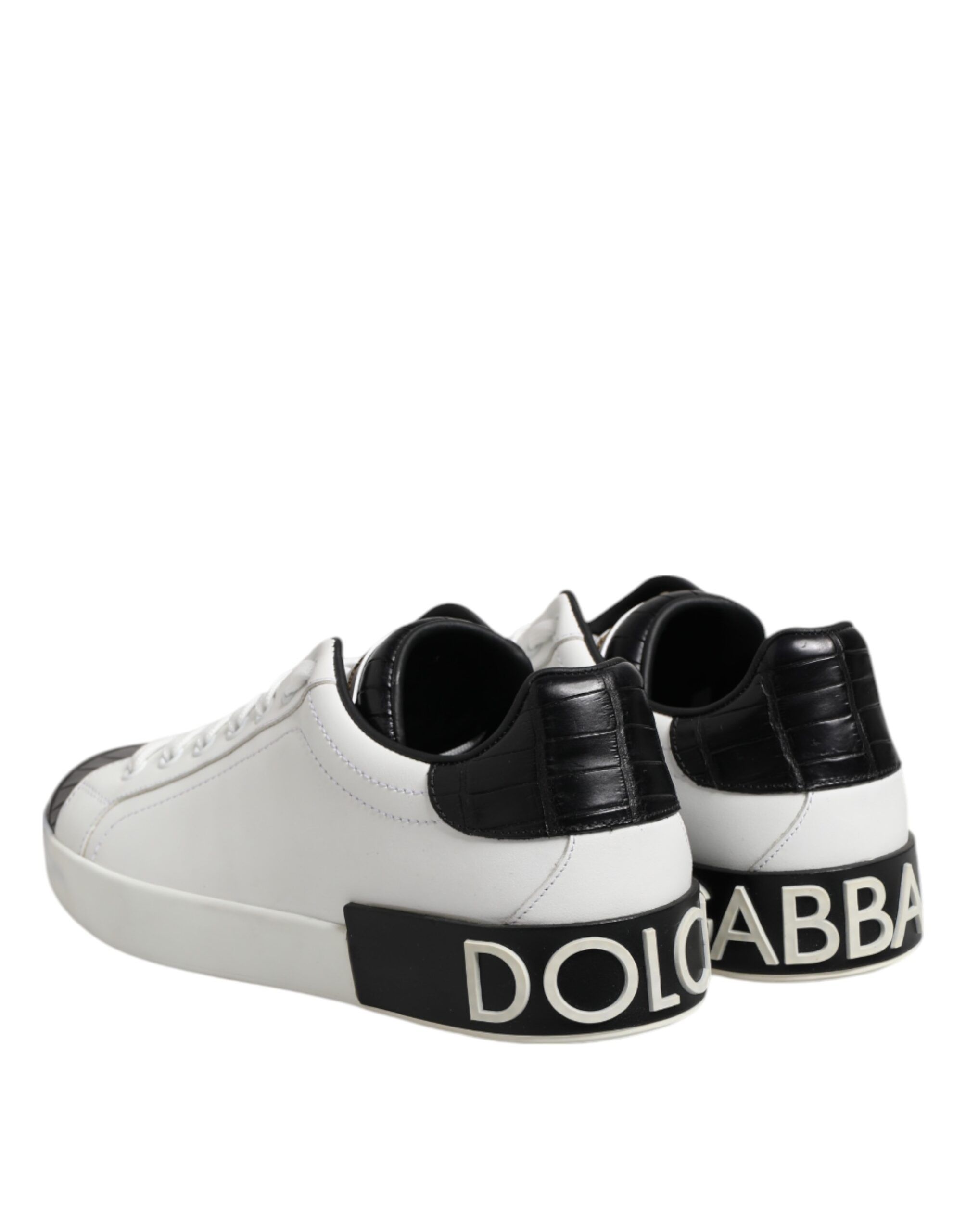White Black Leather Portofino Sneaker Men's Shoes (Pre-Owned) - Dolce & Gabbana - Modalova