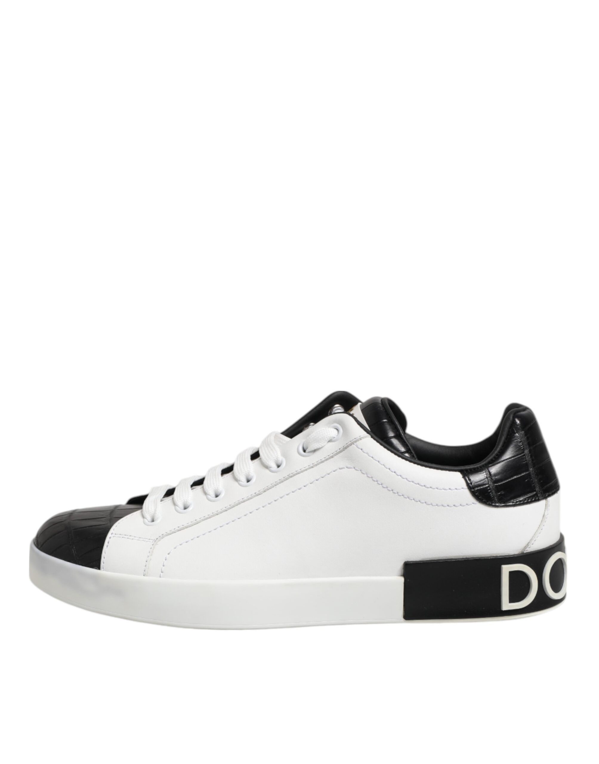 White Black Leather Portofino Sneaker Men's Shoes (Pre-Owned) - Dolce & Gabbana - Modalova