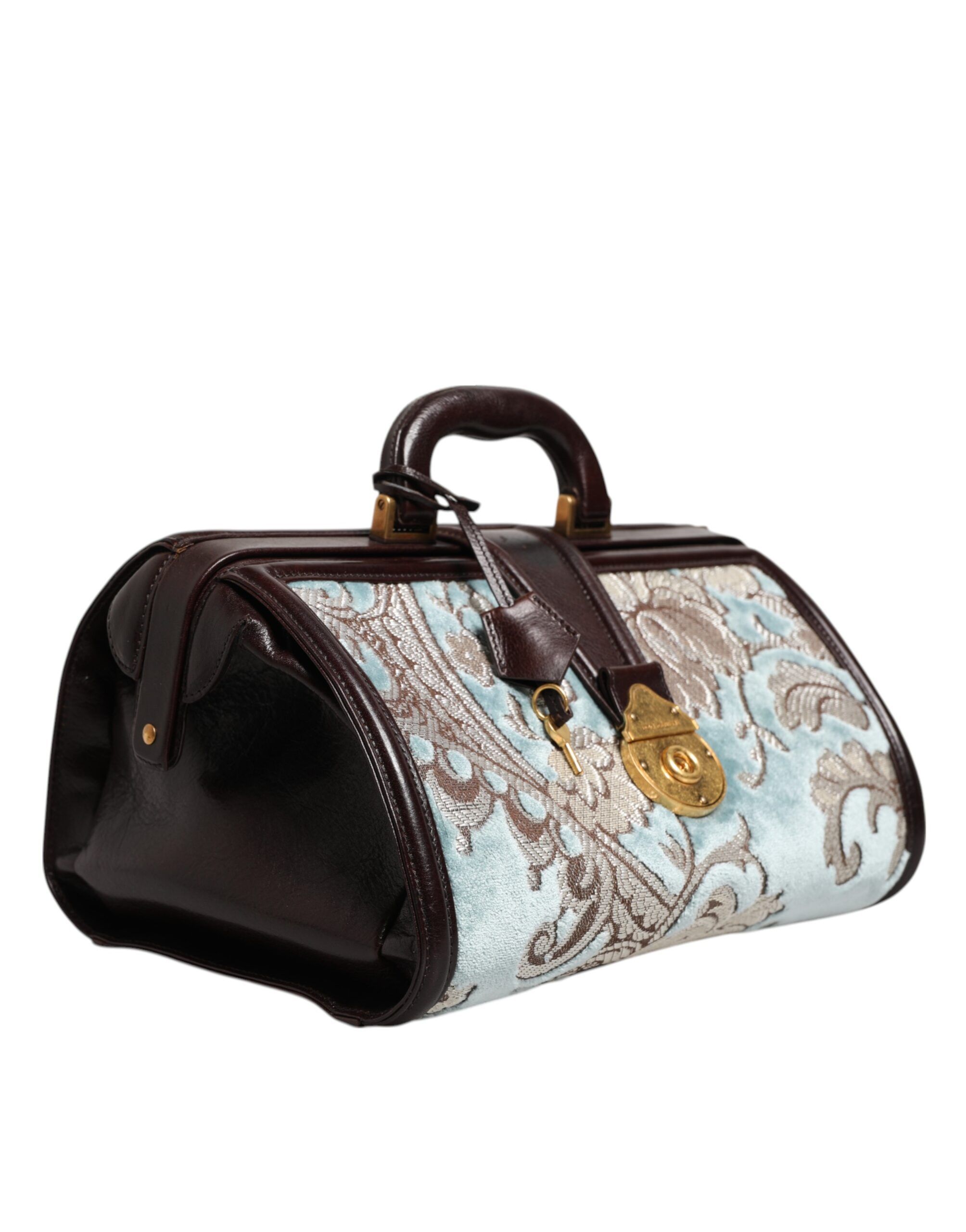 Brown Leather Floral Jacquard Travel HandMen's Men's Bag (Pre-Owned) - Dolce & Gabbana - Modalova