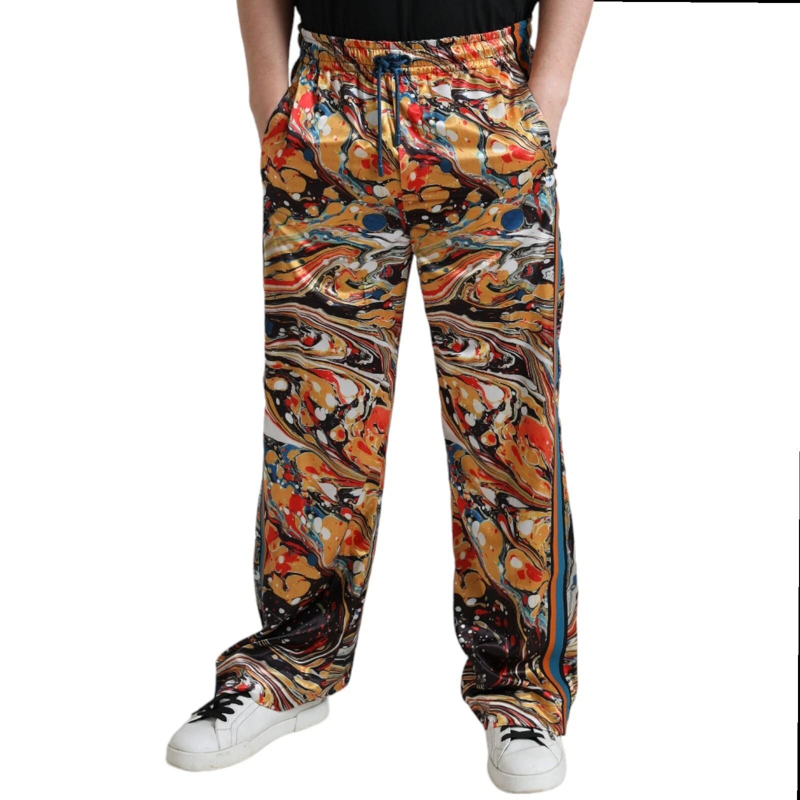 Marble Print Satin Trouser Men's Pants (Pre-Owned) - Dolce & Gabbana - Modalova