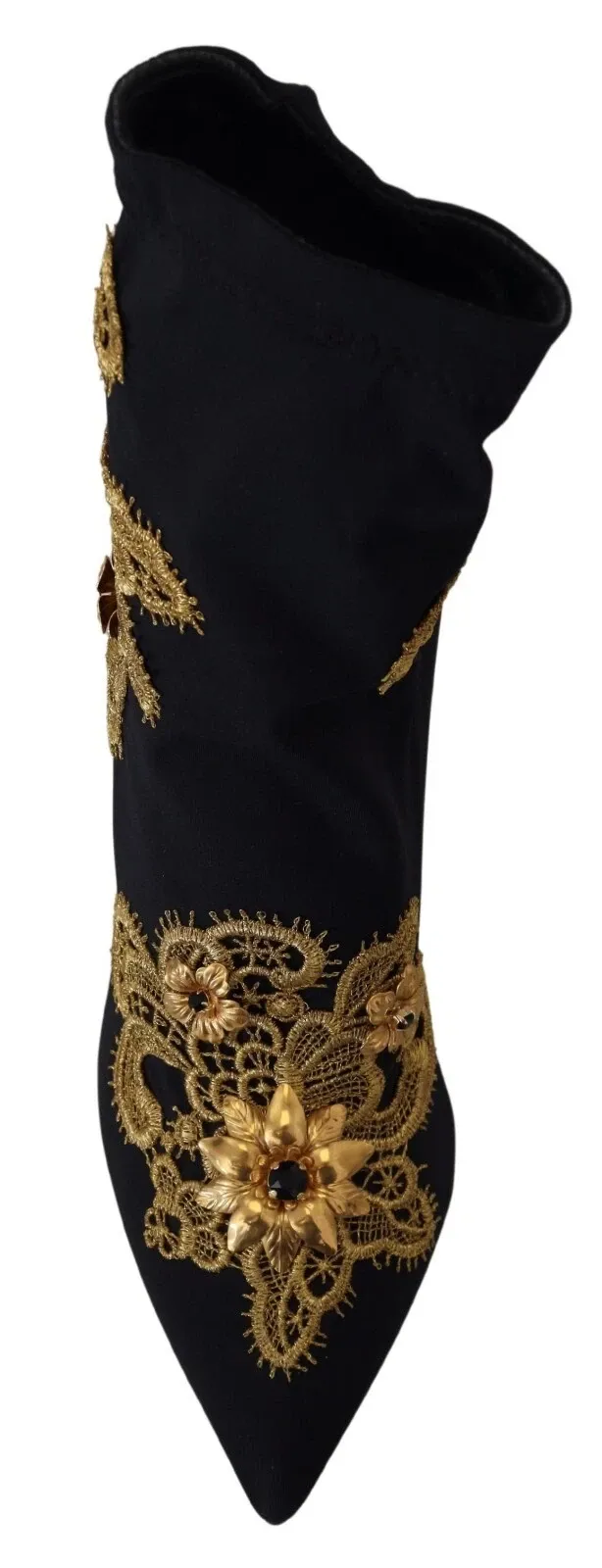Black Gold Embroidery Crystal Boots Women's Shoes - Dolce & Gabbana - Modalova