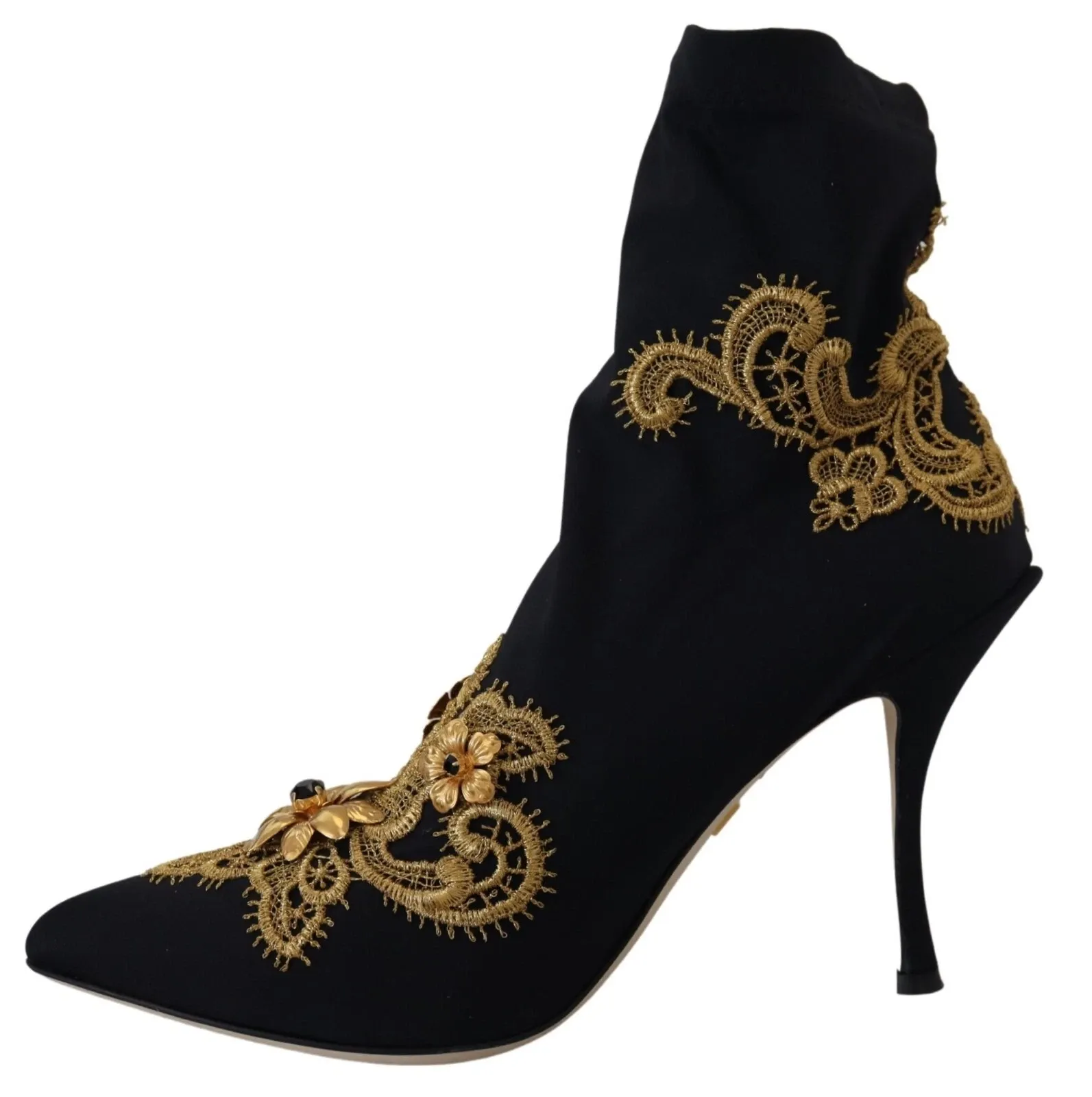 Black Gold Embroidery Crystal Boots Women's Shoes - Dolce & Gabbana - Modalova
