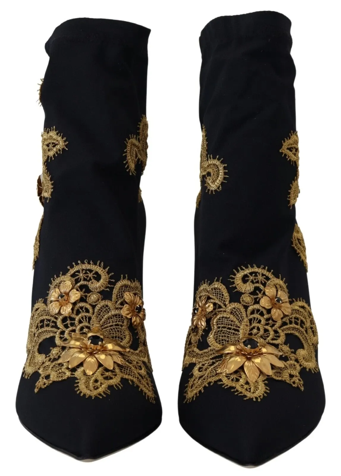 Black Gold Embroidery Crystal Boots Women's Shoes - Dolce & Gabbana - Modalova