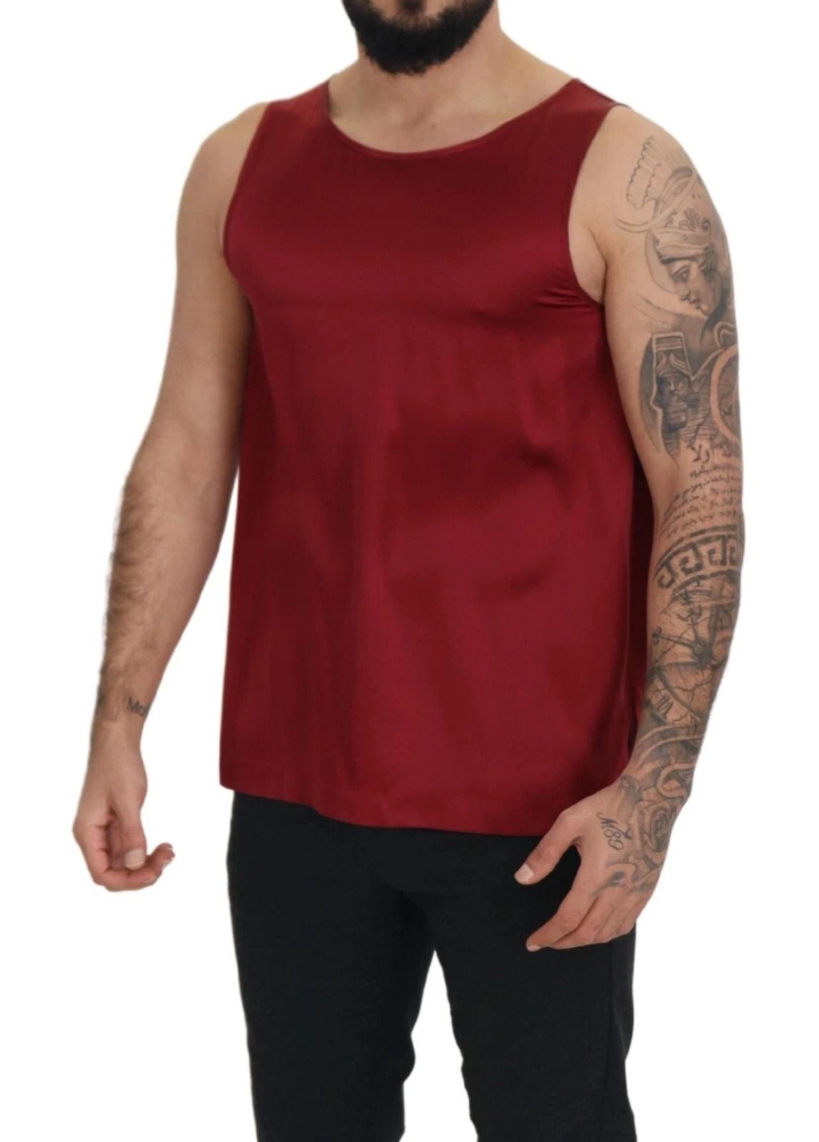 Round Neck Sleeveless Silk Men's T-shirt - Dolce & Gabbana - Modalova