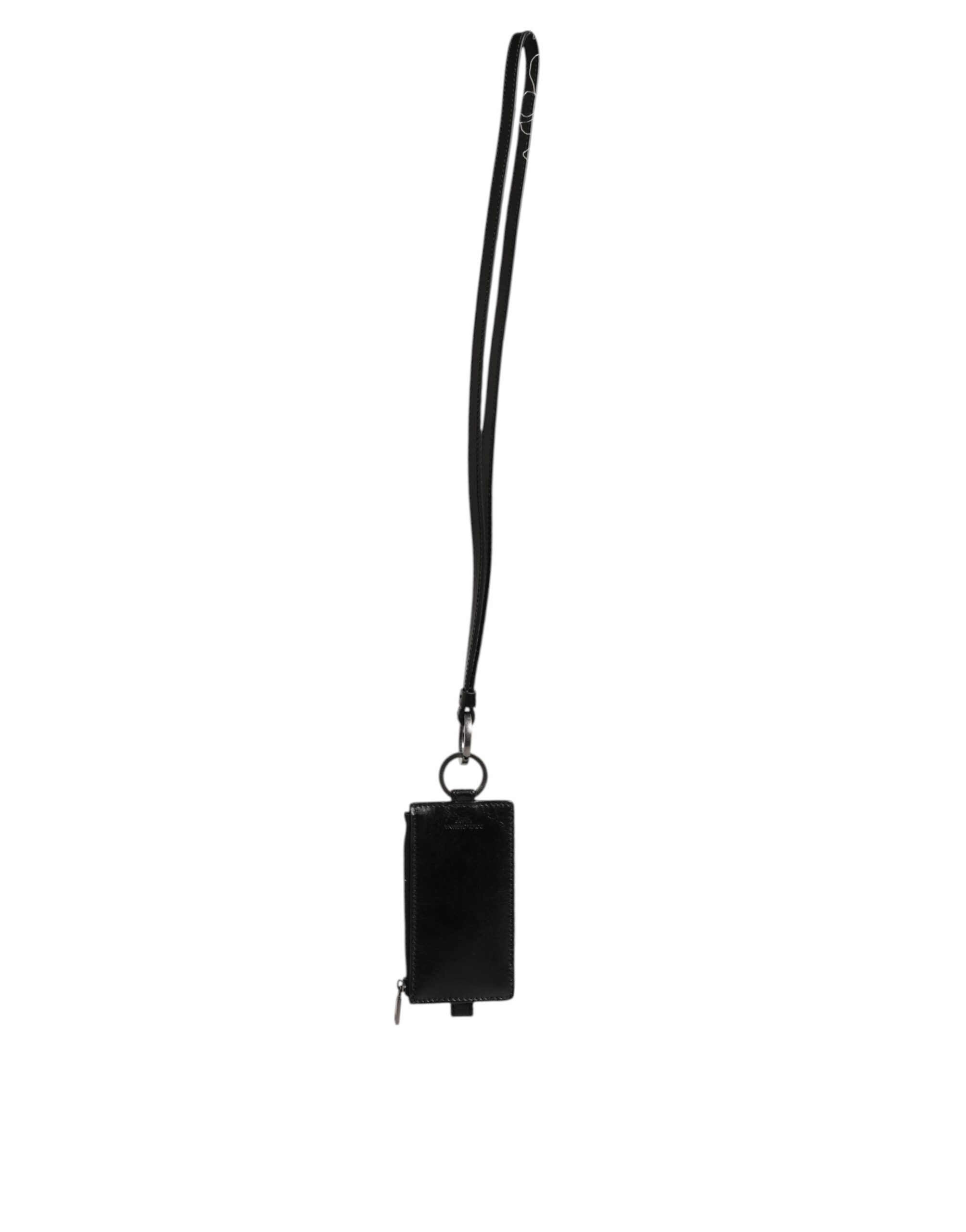 Leather Logo Embossed Lanyard Card Holder Men's Wallet - Dolce & Gabbana - Modalova
