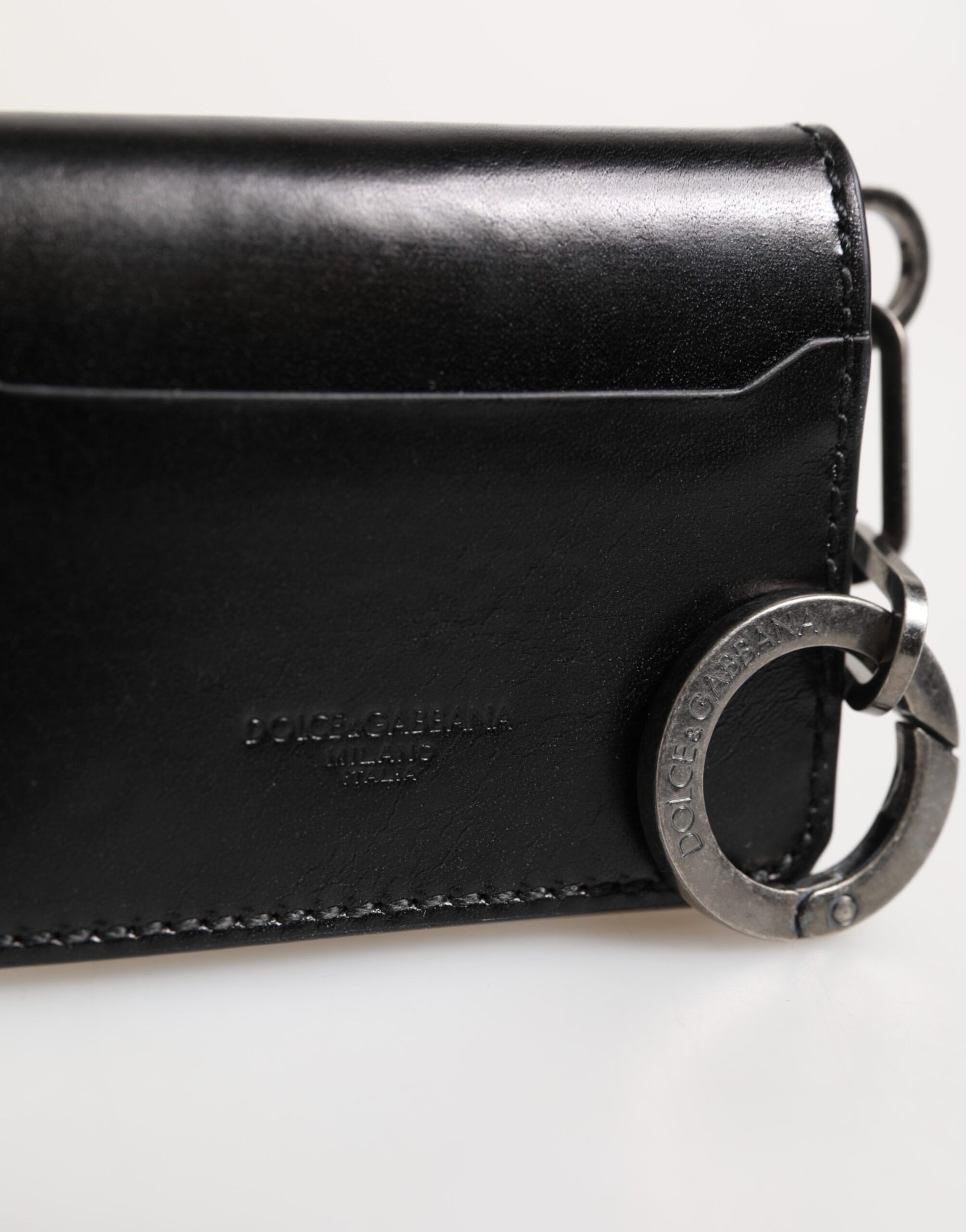 Men's Leather Logo Embossed Key Chain Card Holder Men's Wallet - Dolce & Gabbana - Modalova
