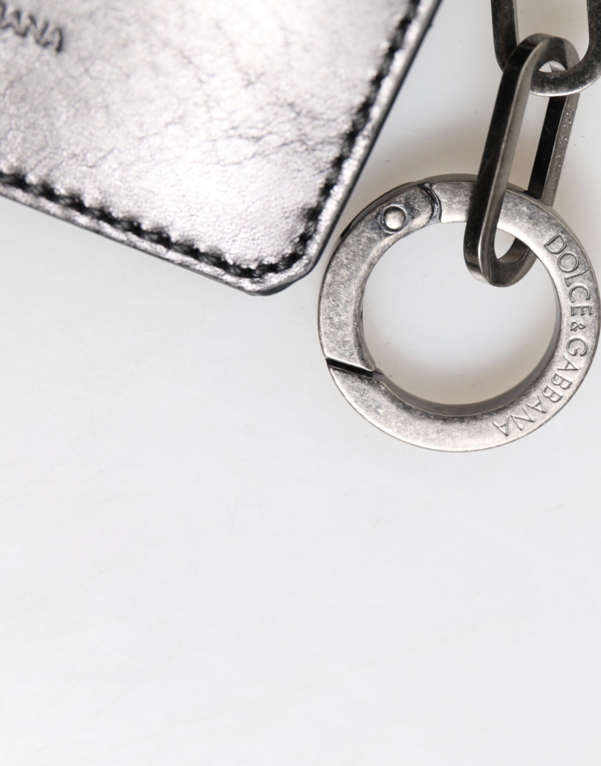 Men's Leather Logo Embossed Key Chain Card Holder Men's Wallet - Dolce & Gabbana - Modalova