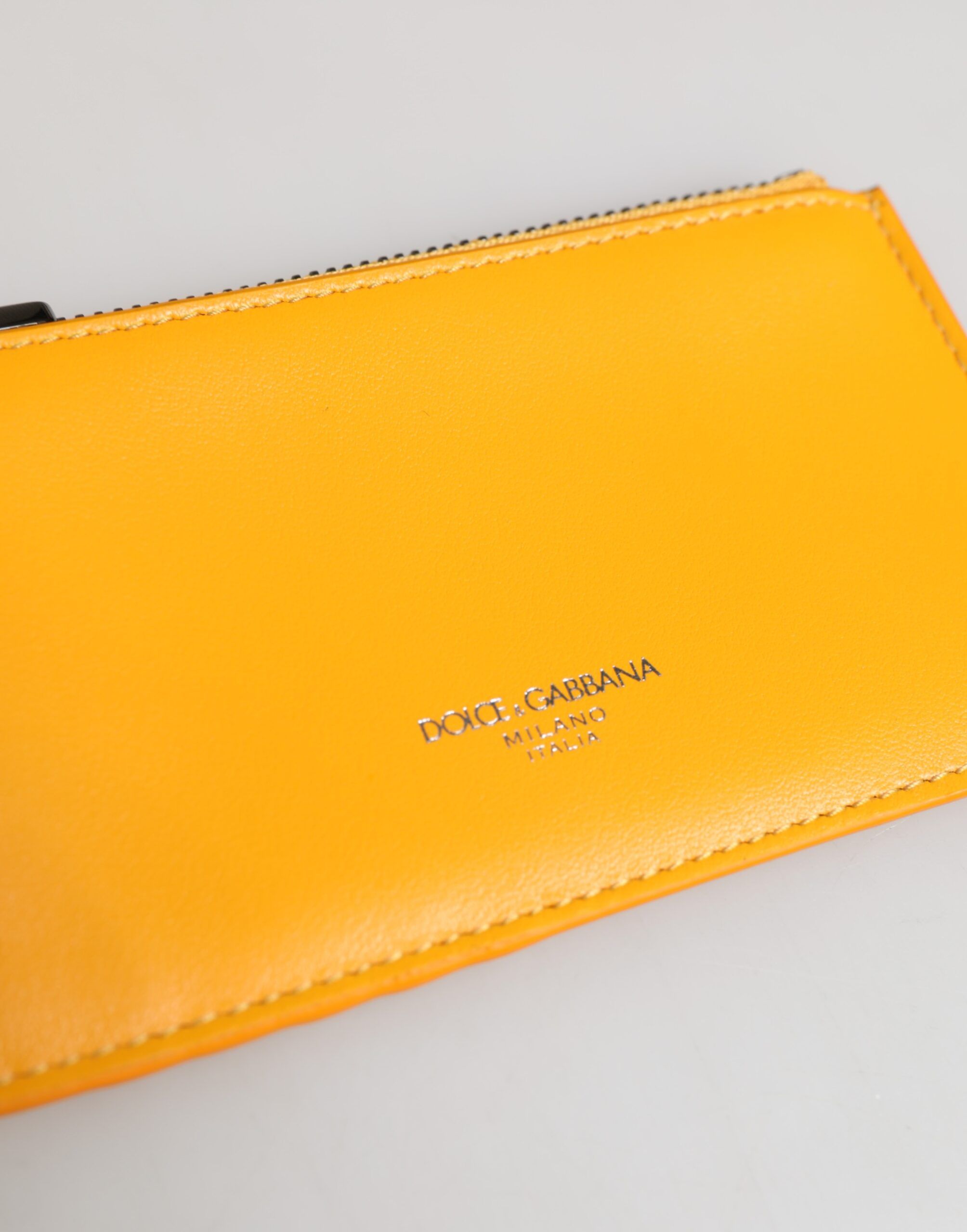 Orange Leather Credit Card Key Holder Clip On Men's Wallet - Dolce & Gabbana - Modalova