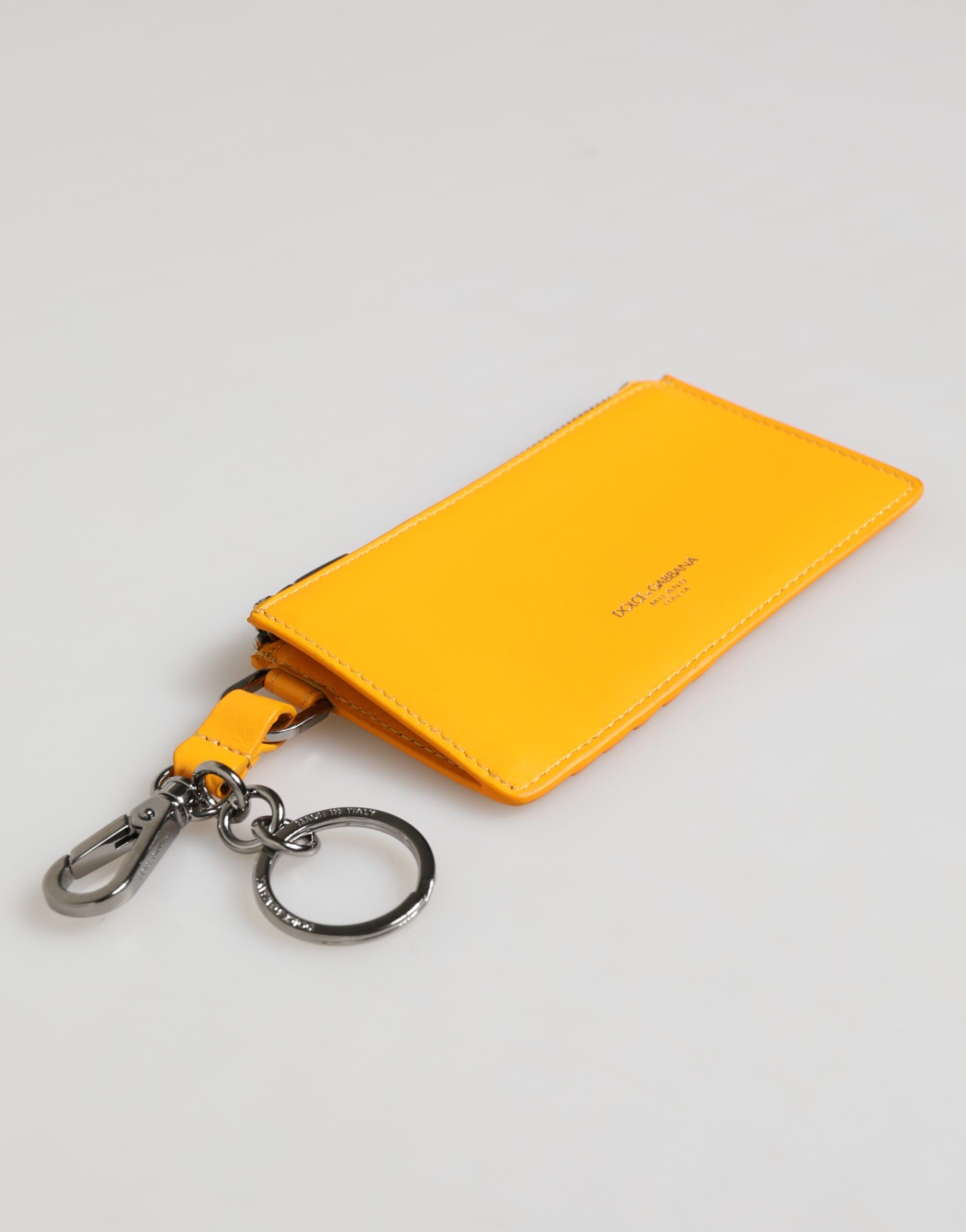 Orange Leather Credit Card Key Holder Clip On Men's Wallet - Dolce & Gabbana - Modalova