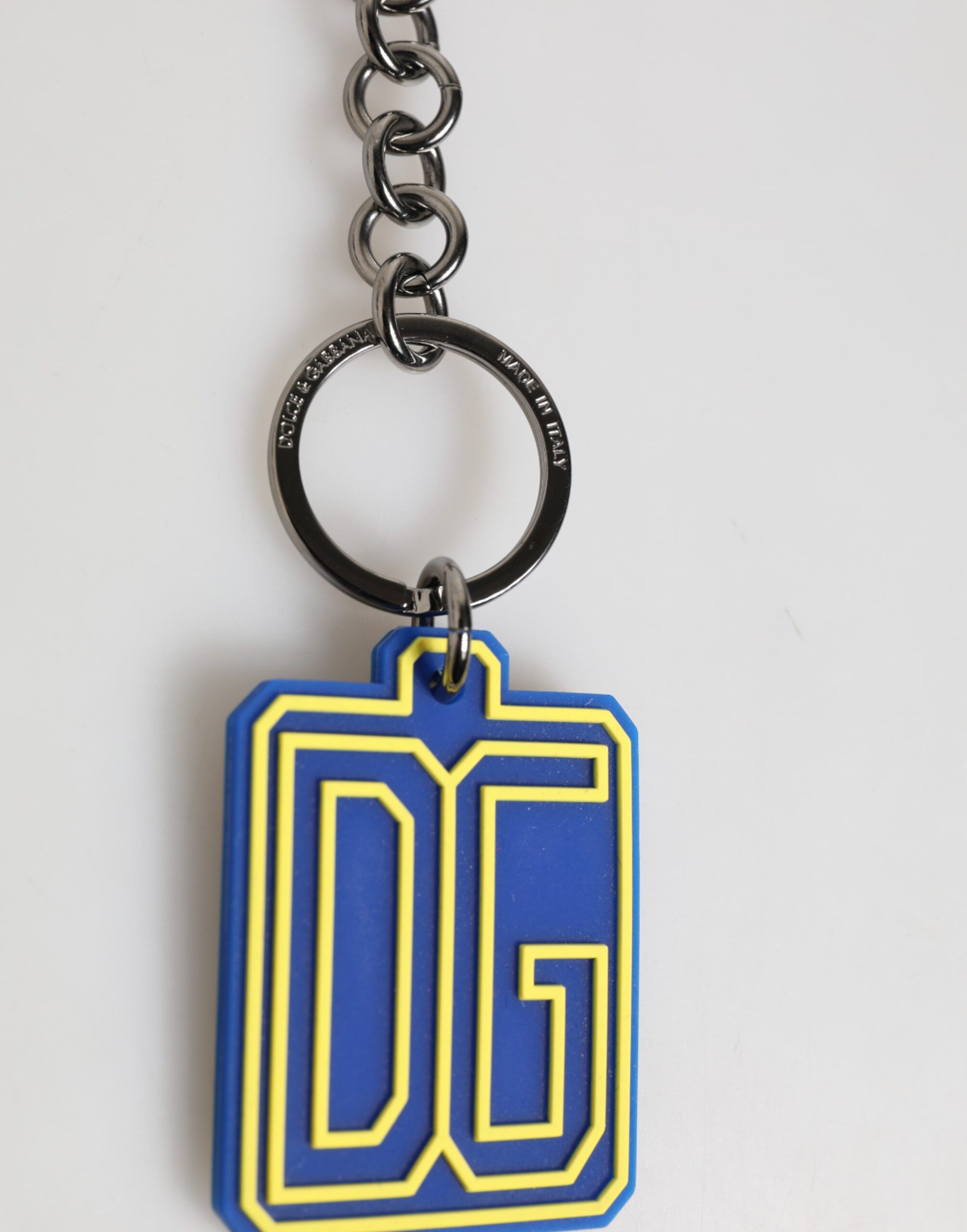 Yellow DG Rubber Logo Silver Men Keychain Men's Keyring - Dolce & Gabbana - Modalova