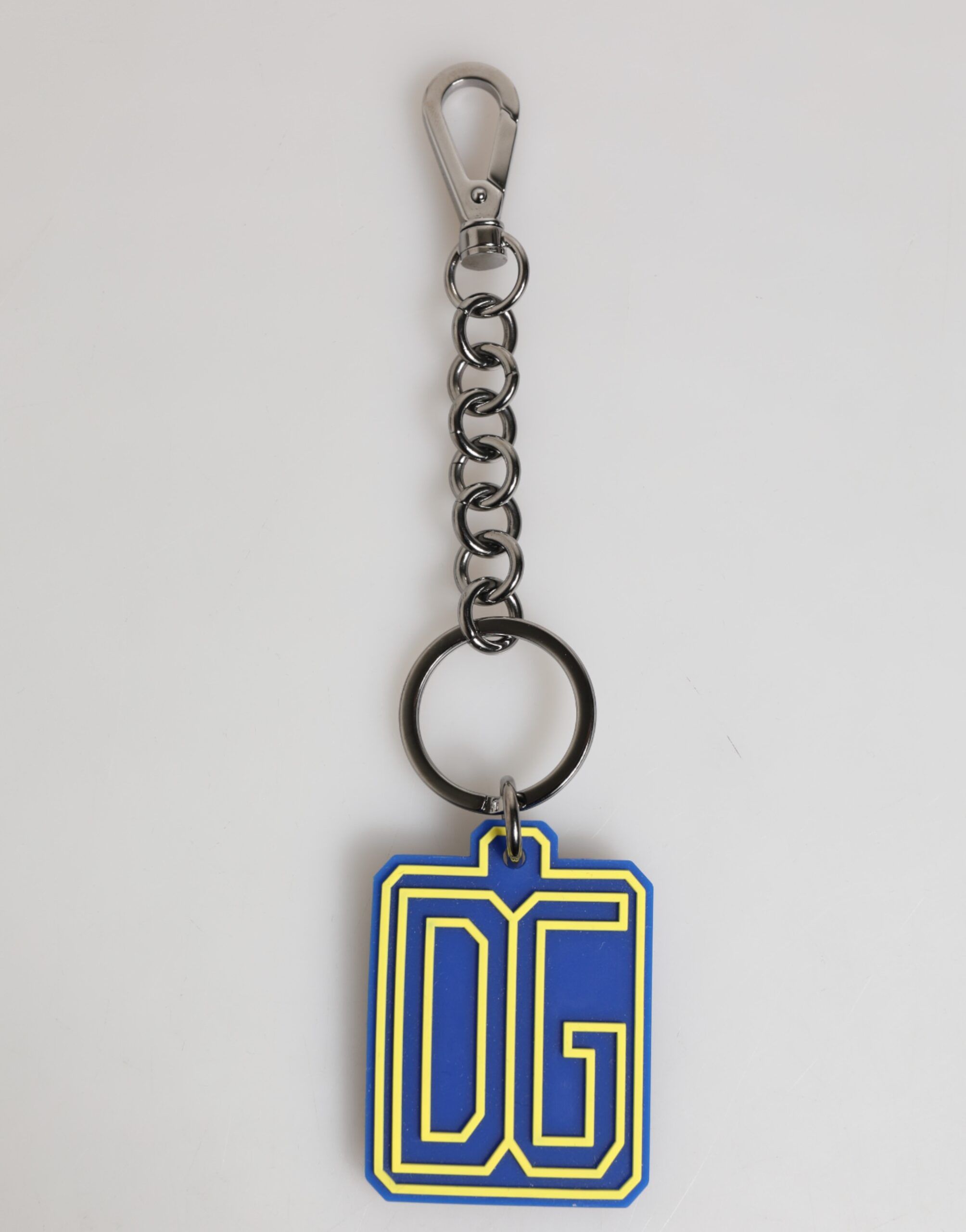 Yellow DG Rubber Logo Silver Men Keychain Men's Keyring - Dolce & Gabbana - Modalova